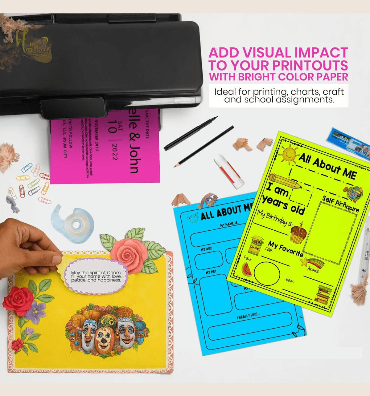 Buy Lakeer A4 Bright Color Paper | 120 Gsm | 29.7 X 21 cm | 50 Sheets |  Multi Colour Online (1 pack) At Best Price