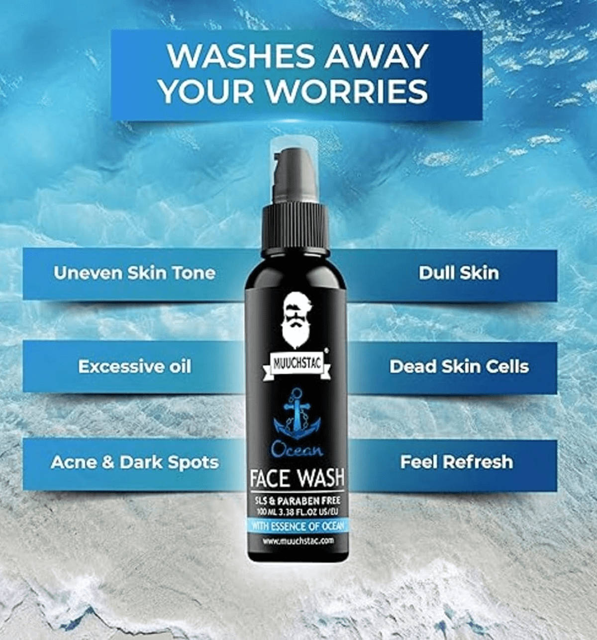 MUUCHSTAC Ocean Face Wash for Men, 100ml - Image 4