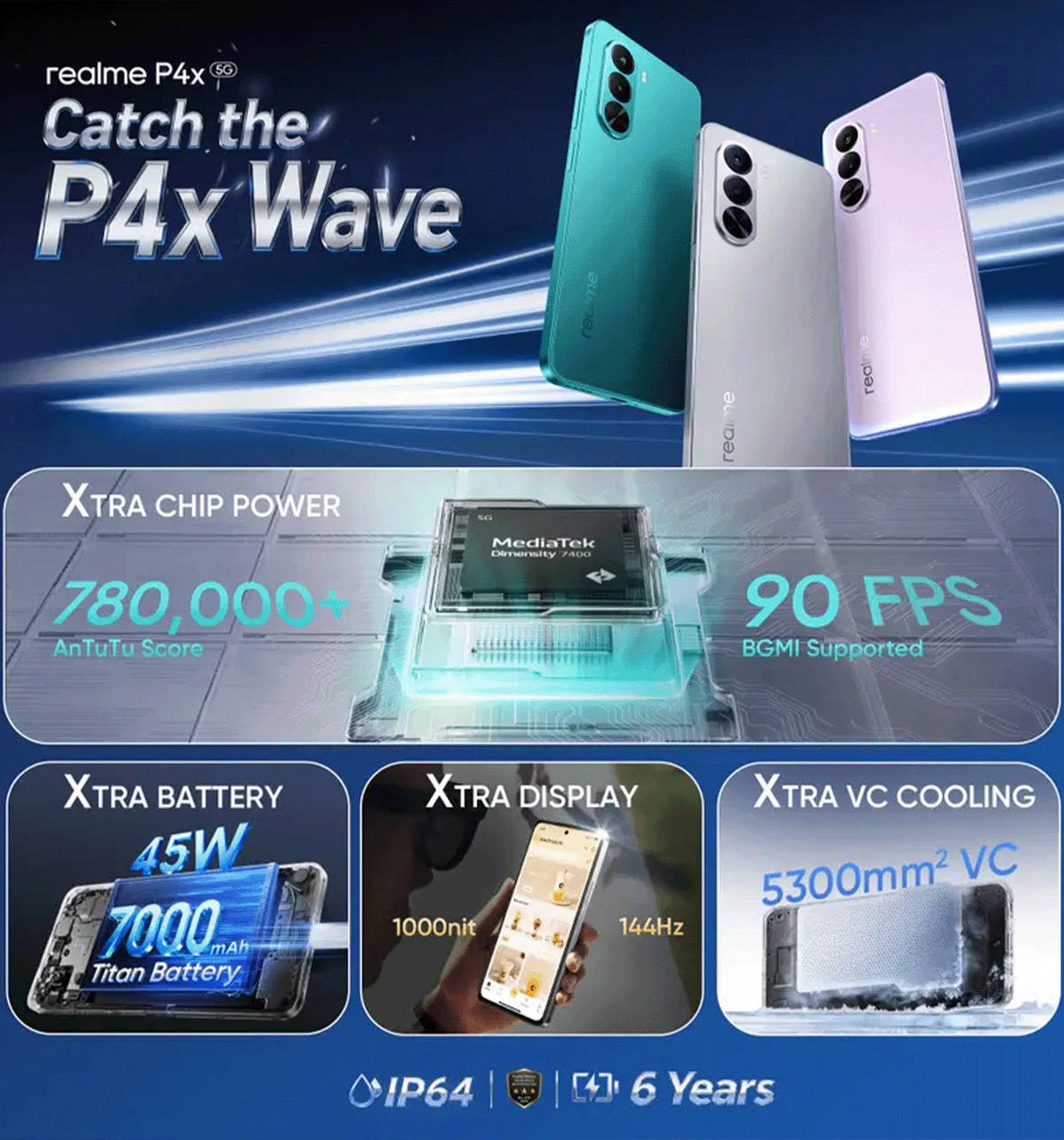 realme P4x 8GB 128GB 7000mAh Battery 50MP Camera 6.72" Silver - Image 8