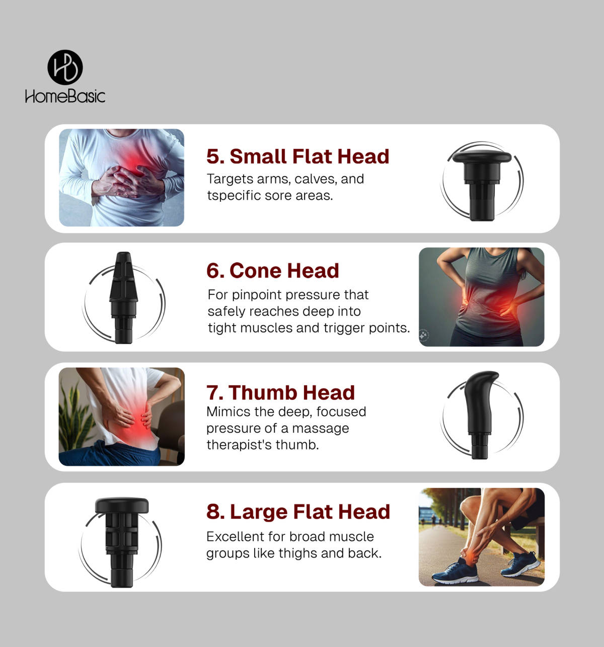 HomeBasic Muscle Mate M3 Massager 6 Speeds 8 Attachments - Image 3