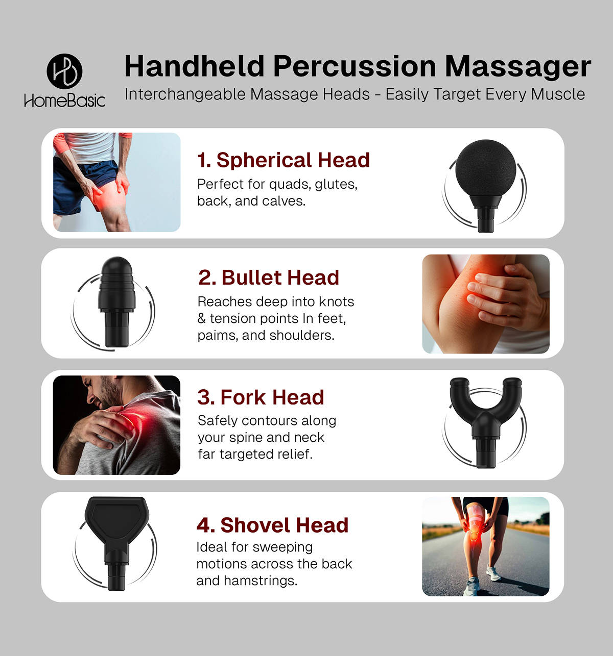 HomeBasic Muscle Mate M3 Massager 6 Speeds 8 Attachments - Image 2