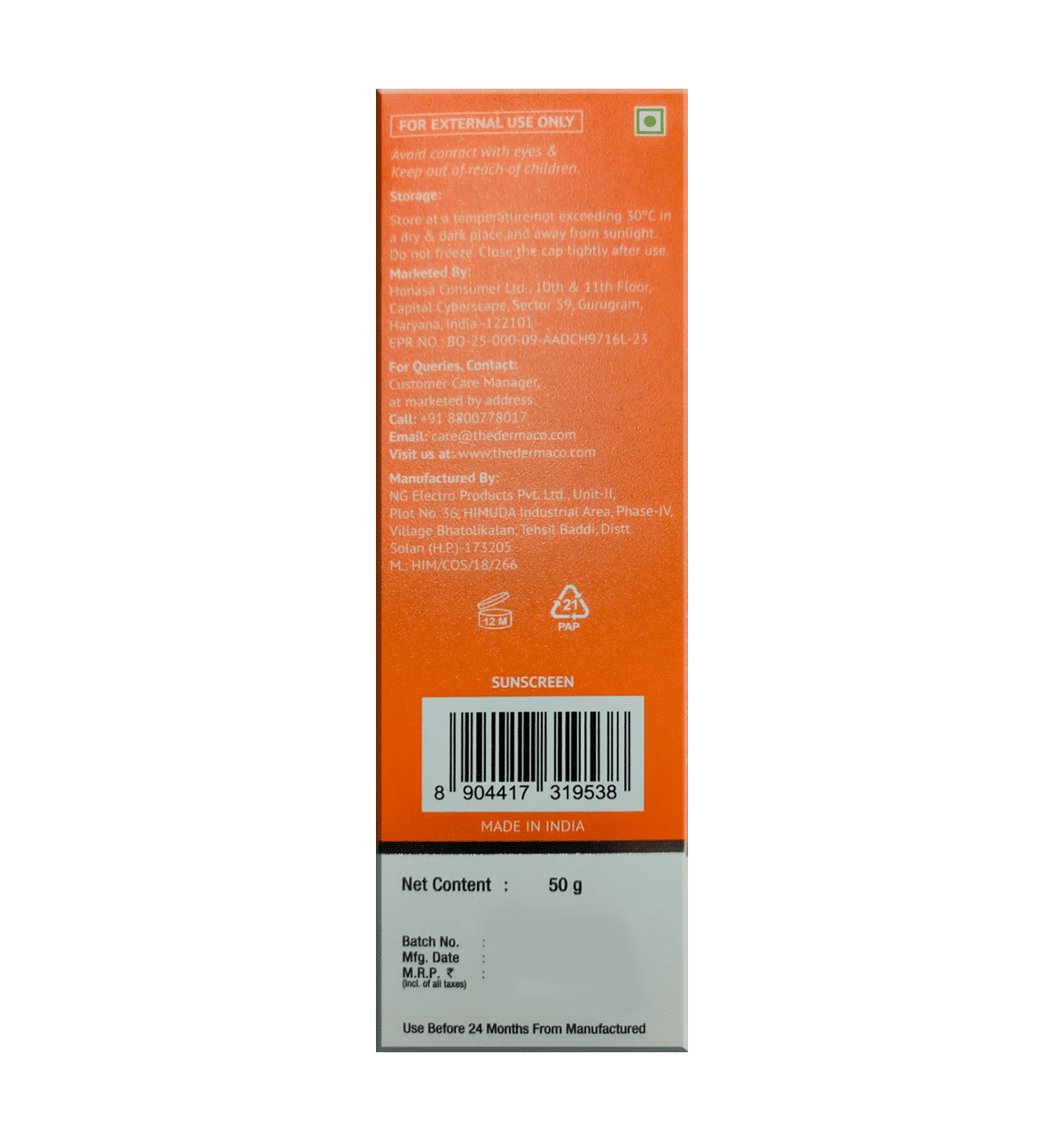 The Derma Co Hyaluronic Sunscreen SPF 50 Oil-Free Gel 50g - Image 2