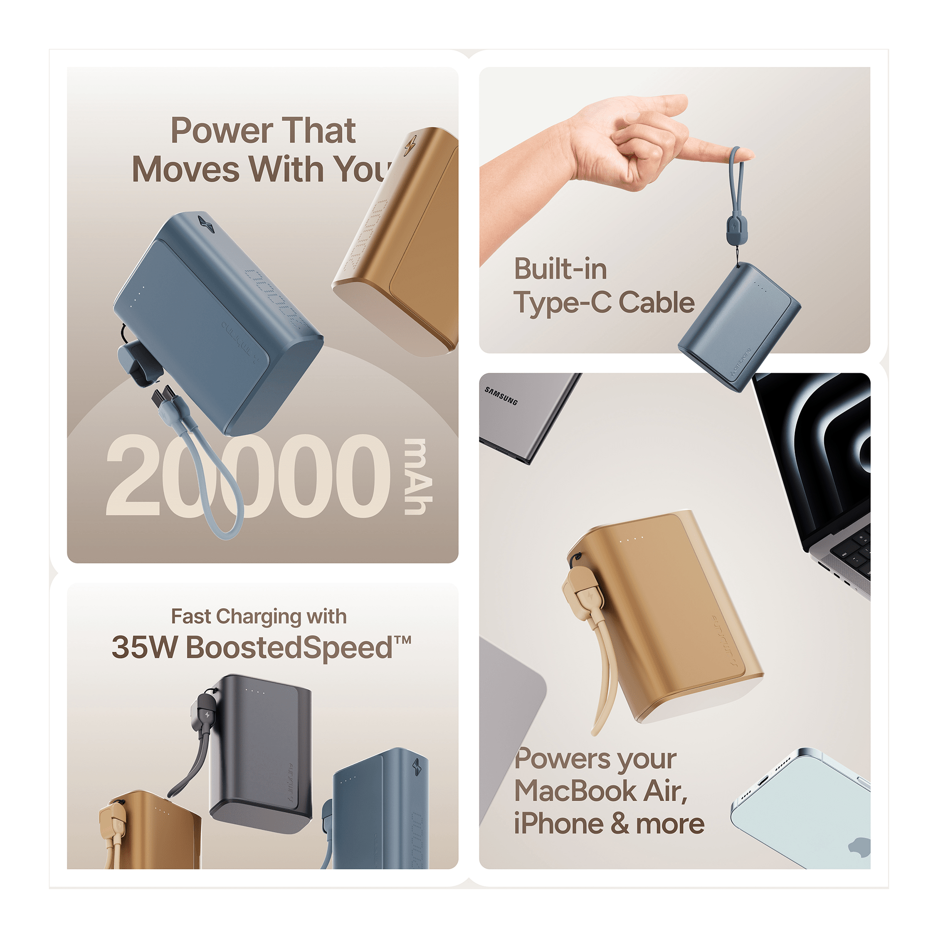 Ambrane PowerMini 20 20000mAh Power Bank 35W Fast Charging Black - Image 2