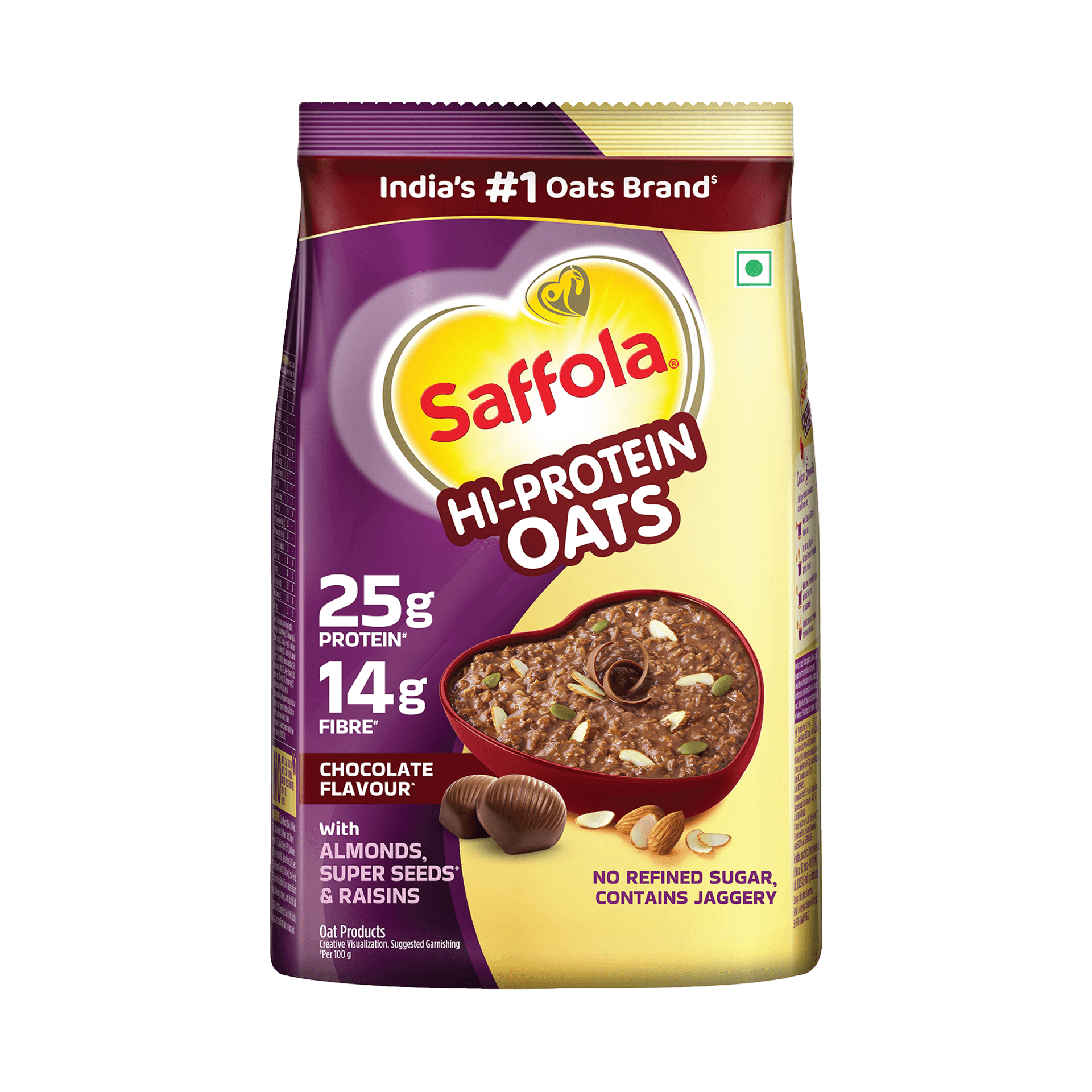 Saffola Hi-Protein Oats 25g 14g Fibre Almonds Raisin Super Seeds