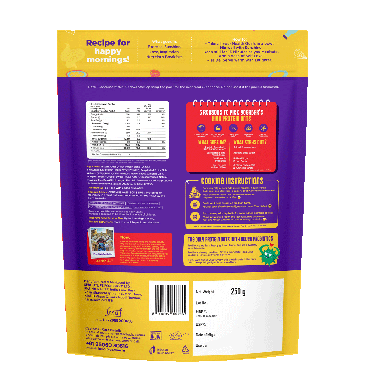 Yogabar High Protein Oats Dark Chocolate 26g - Image 2