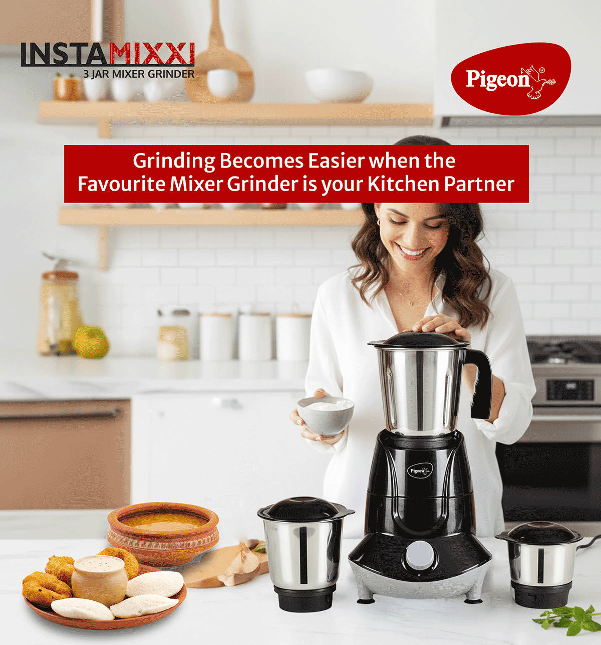 Pigeon InstaMix Mixer Grinder 500W 3 Jars Black - Image 5