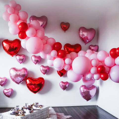 Buy Party Propz Rubber Pink and Red Heart Balloons for Decoration (Pack ...