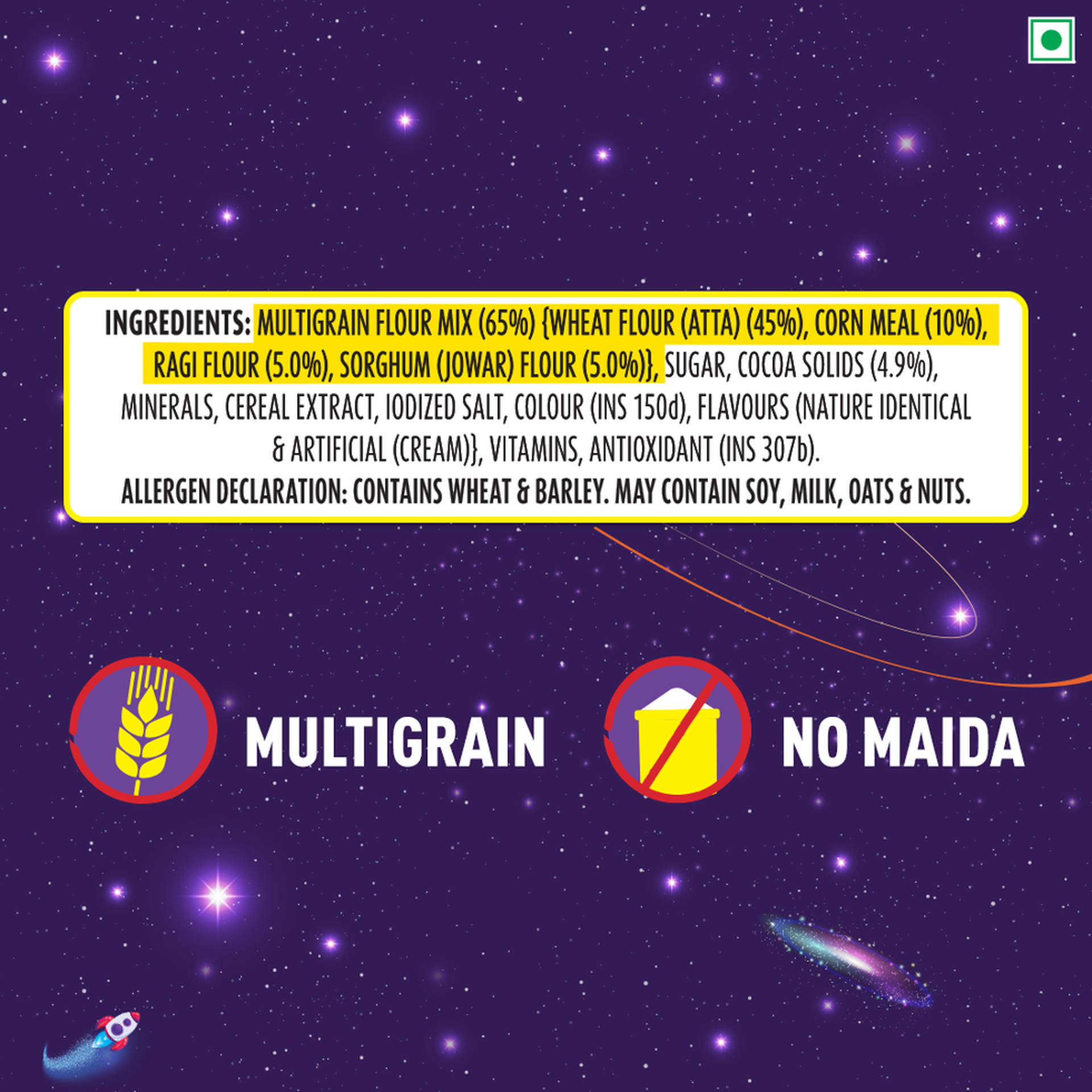 Kellogg's Multigrain Chocos Moons & Stars | High Calcium, Protein, Fibre | Kids Breakfast Pouch - Image 4