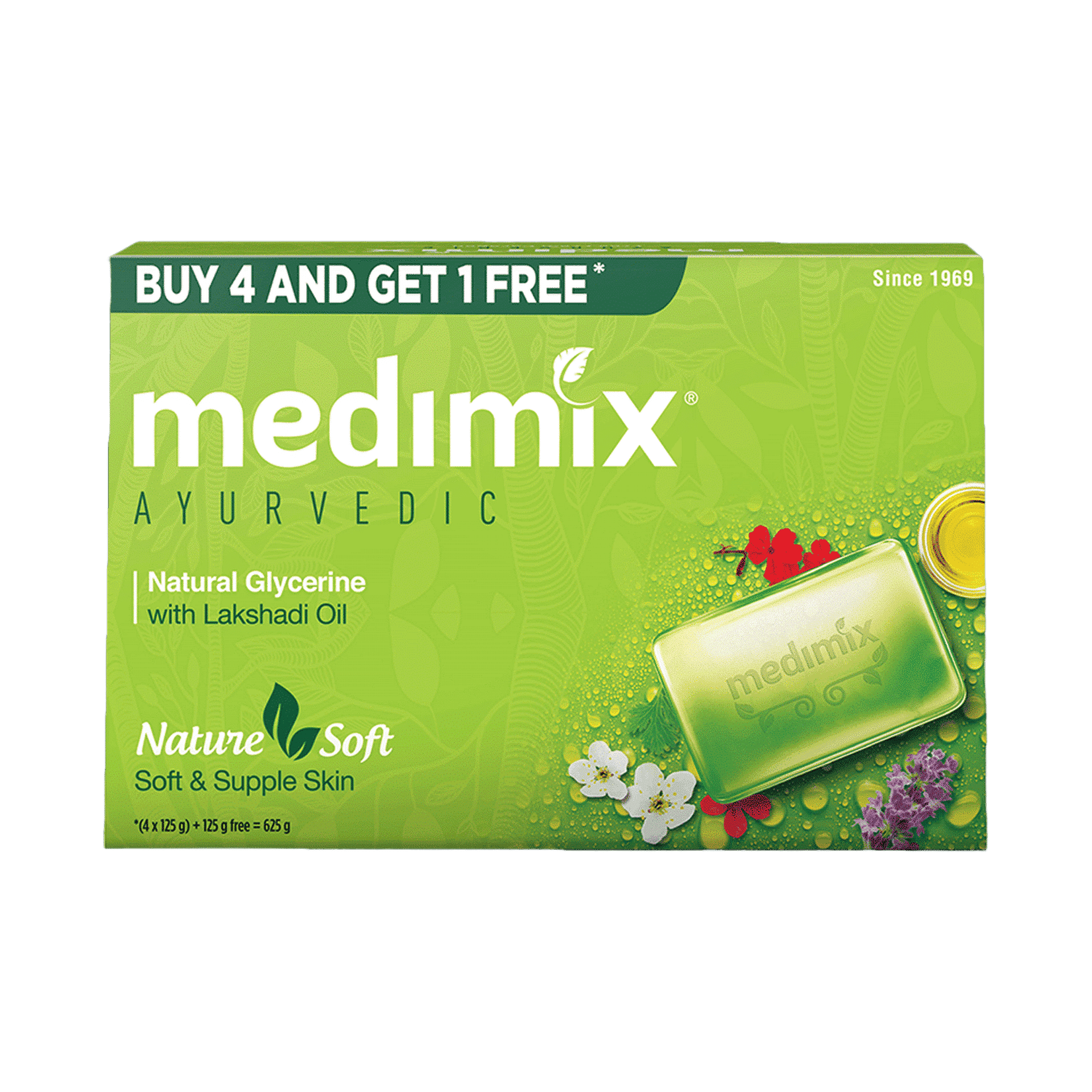 Buy Medimix Ayurvedic Natural Glycerine Bathing Bar, (4 + 1 Offer