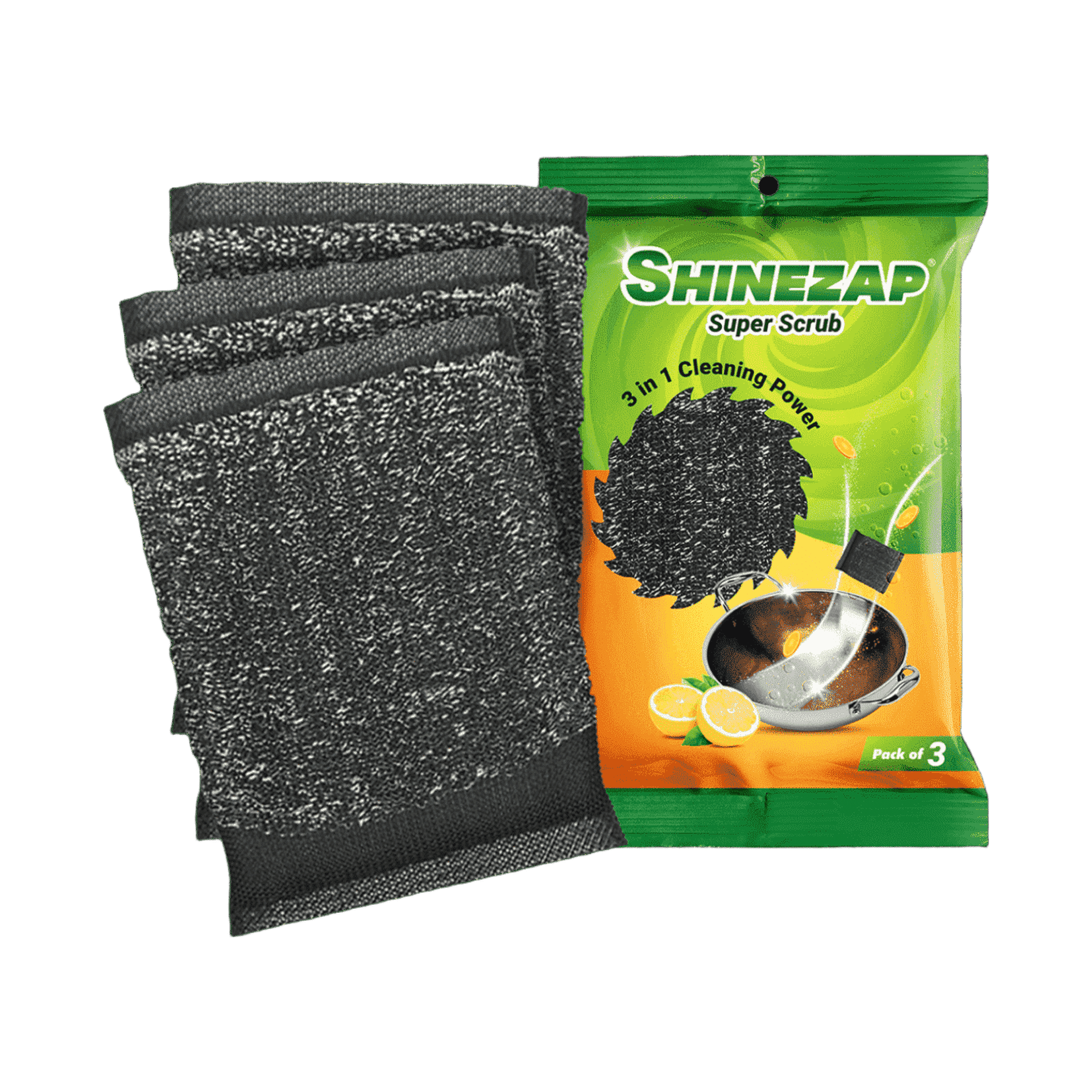 3 SCOOP | 3スクープ| きちスクープ Buy Shinezap Super Scrubber 3 in 1 Cleaning Power (Pack of 3