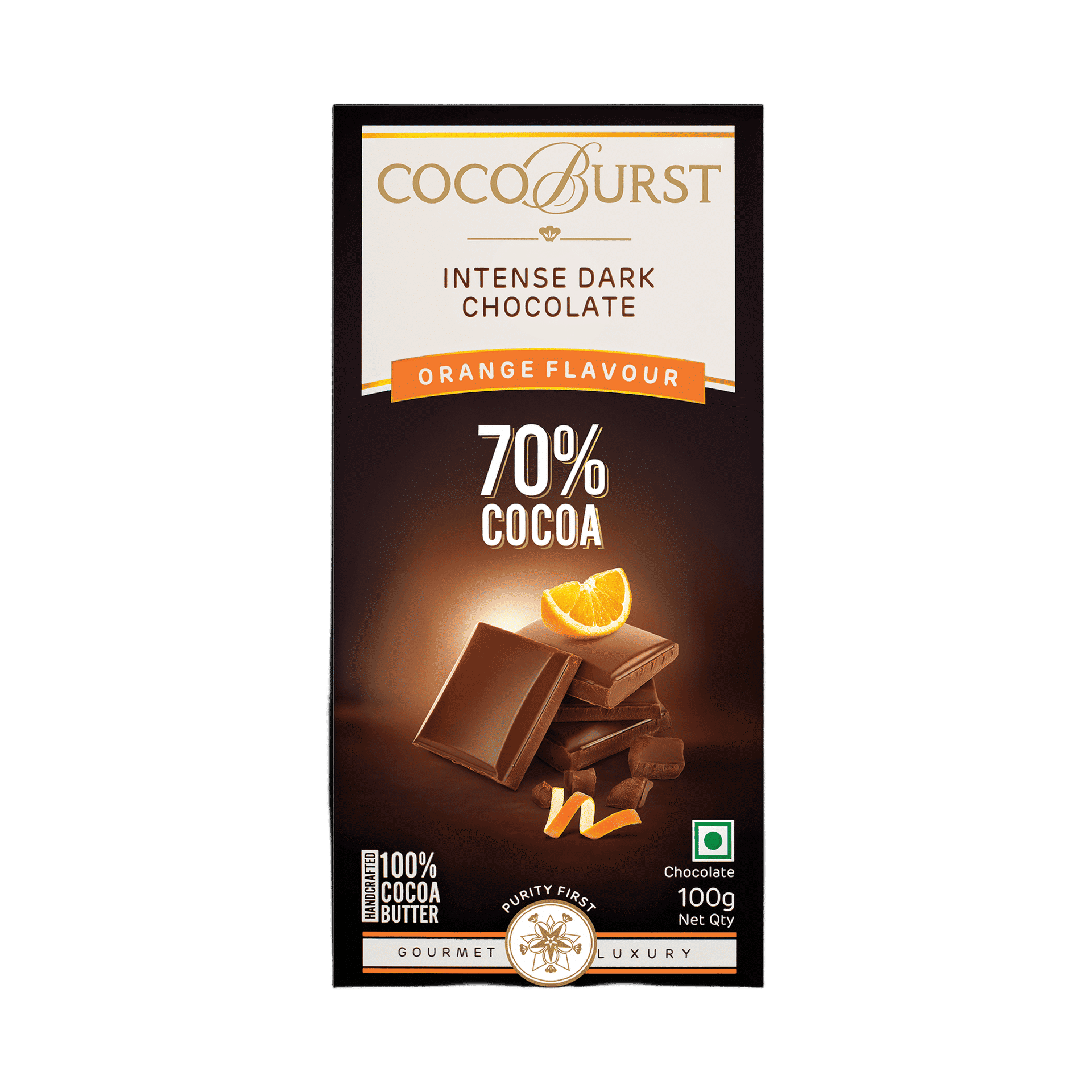 Buy Cocoburst Intense Dark Chocolate Orange Flavour Online (100 g