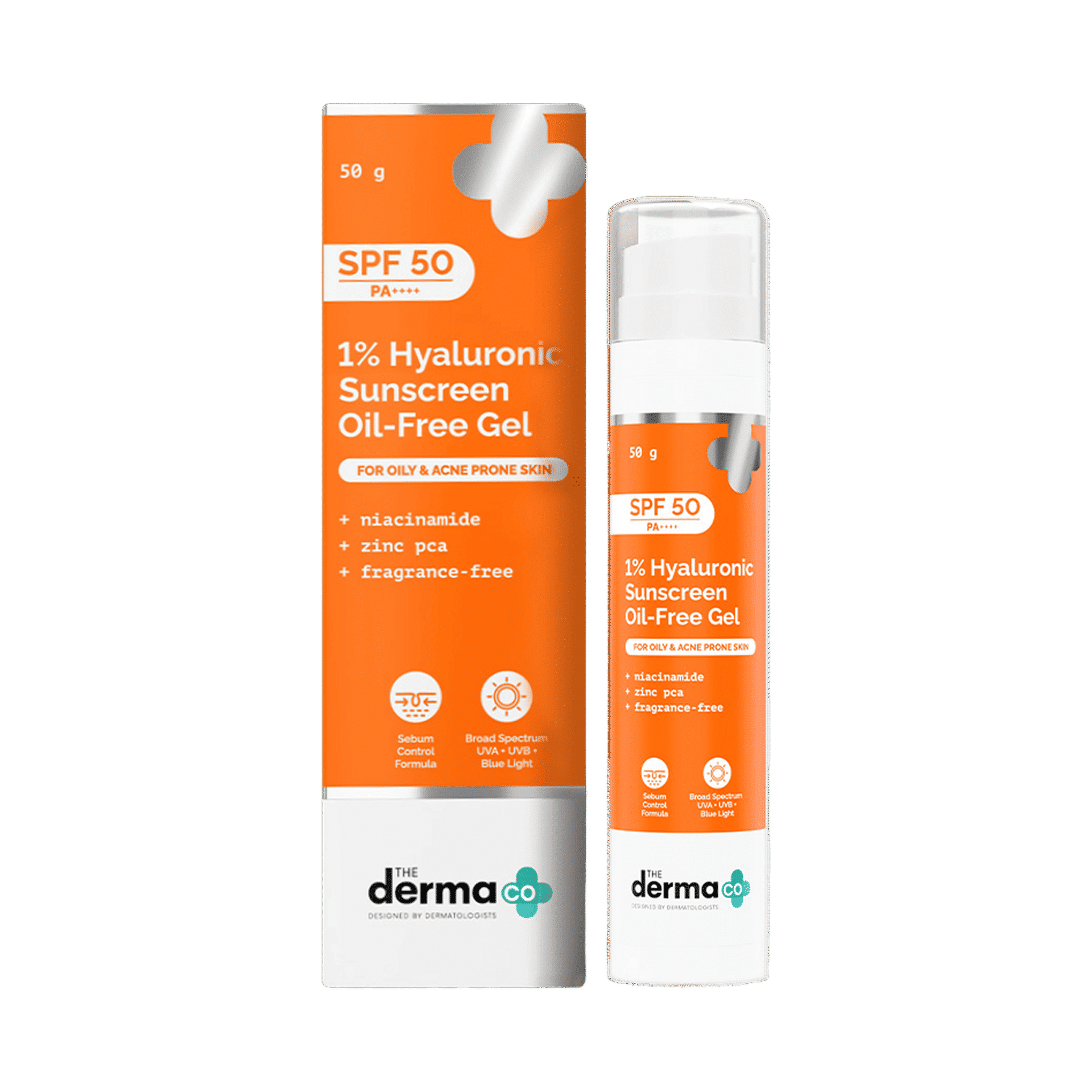 The Derma Co Hyaluronic Sunscreen SPF 50 Oil-Free Gel 50g