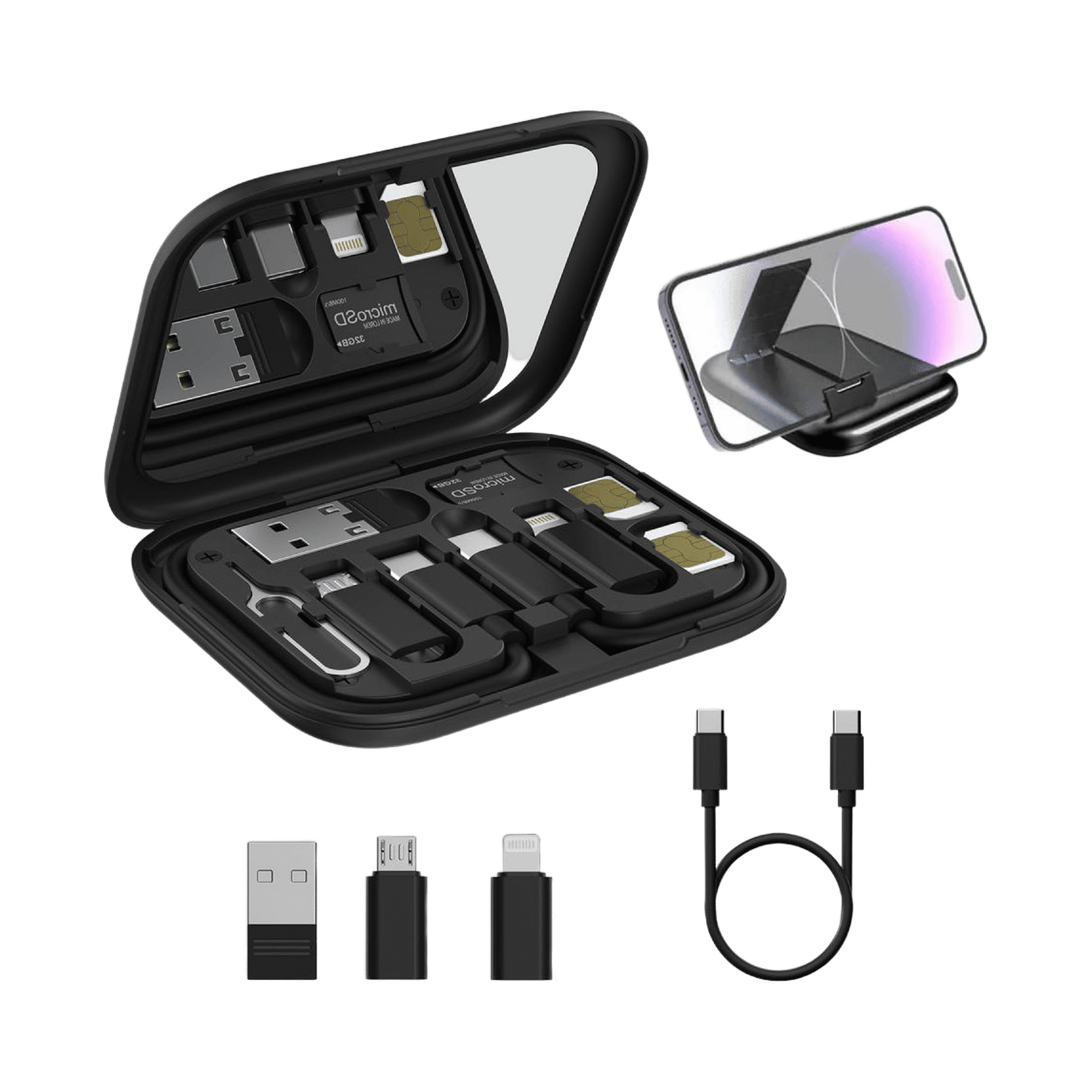 Portronics Snap Case 60W Charging Cable - Black - Image 1