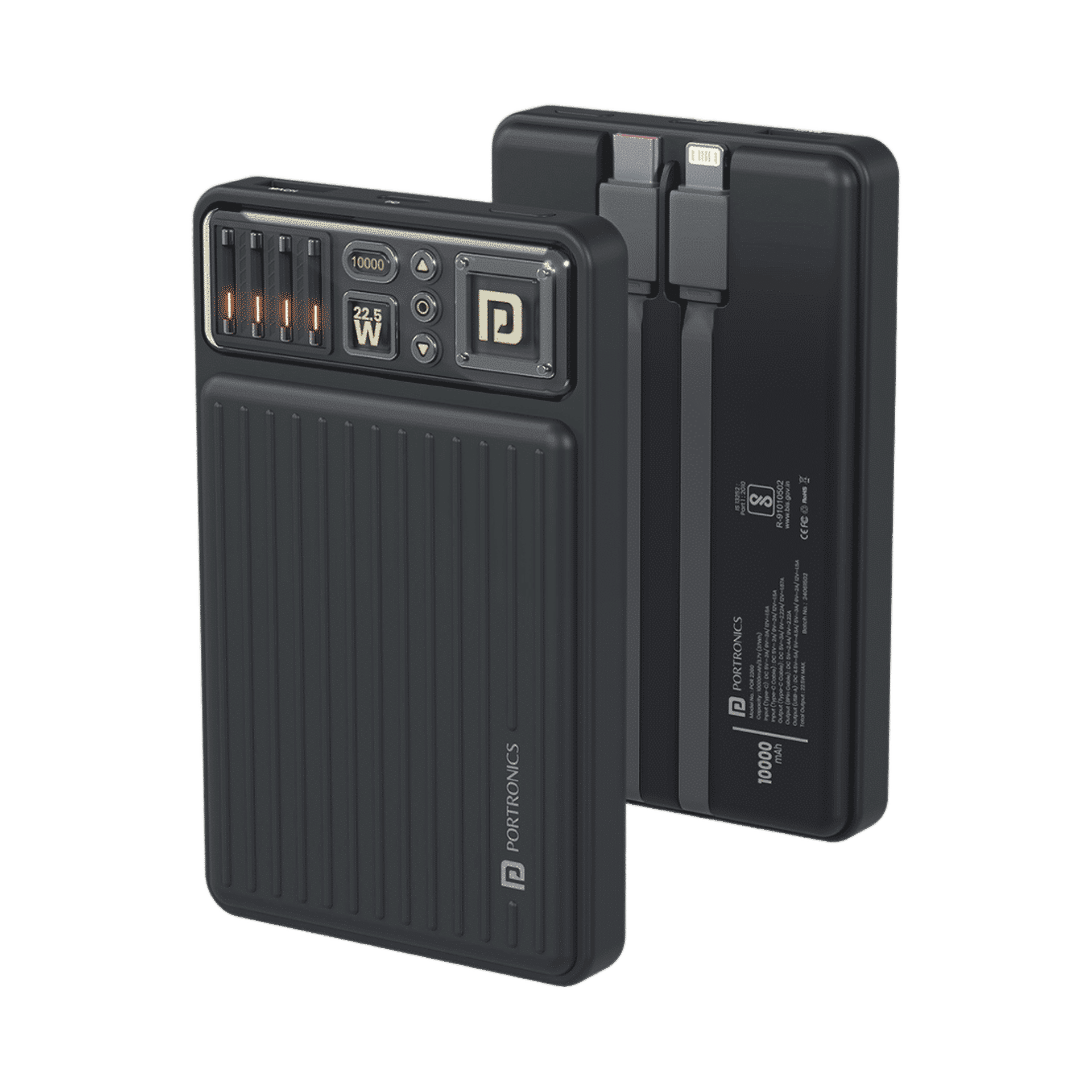 Portronics Luxcell Bind Mini 10K 10000 mAH Power Bank - Black - Image 1