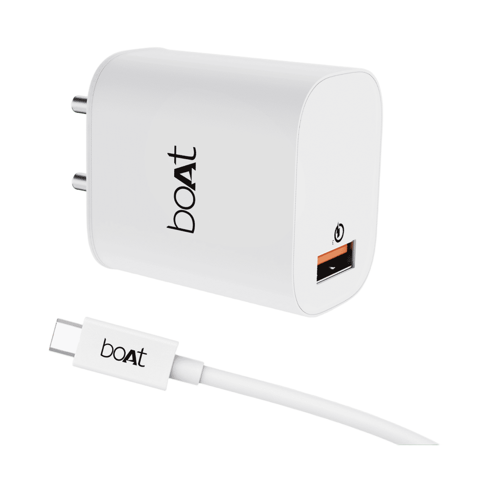 boAt 18W Power WCD QC3A Charger Combo Type C White Cable Included