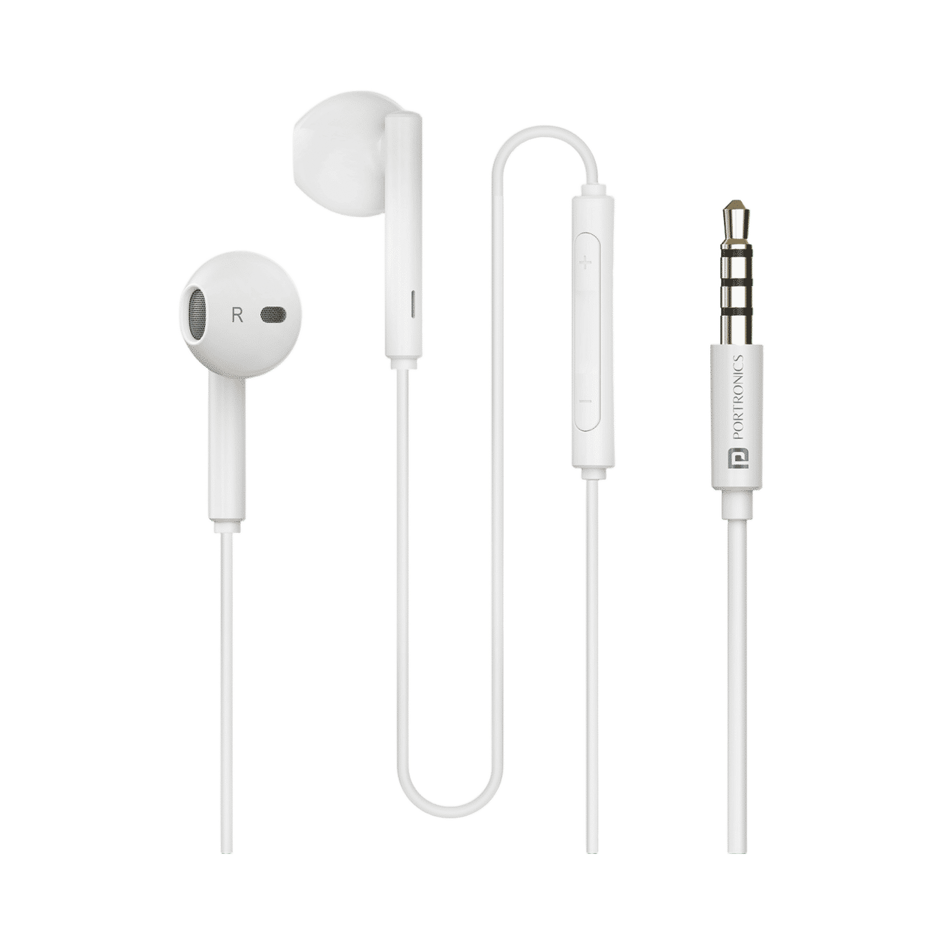 Portronics Conch Theta A 3.5mm Wired Earphone - White - Image 1