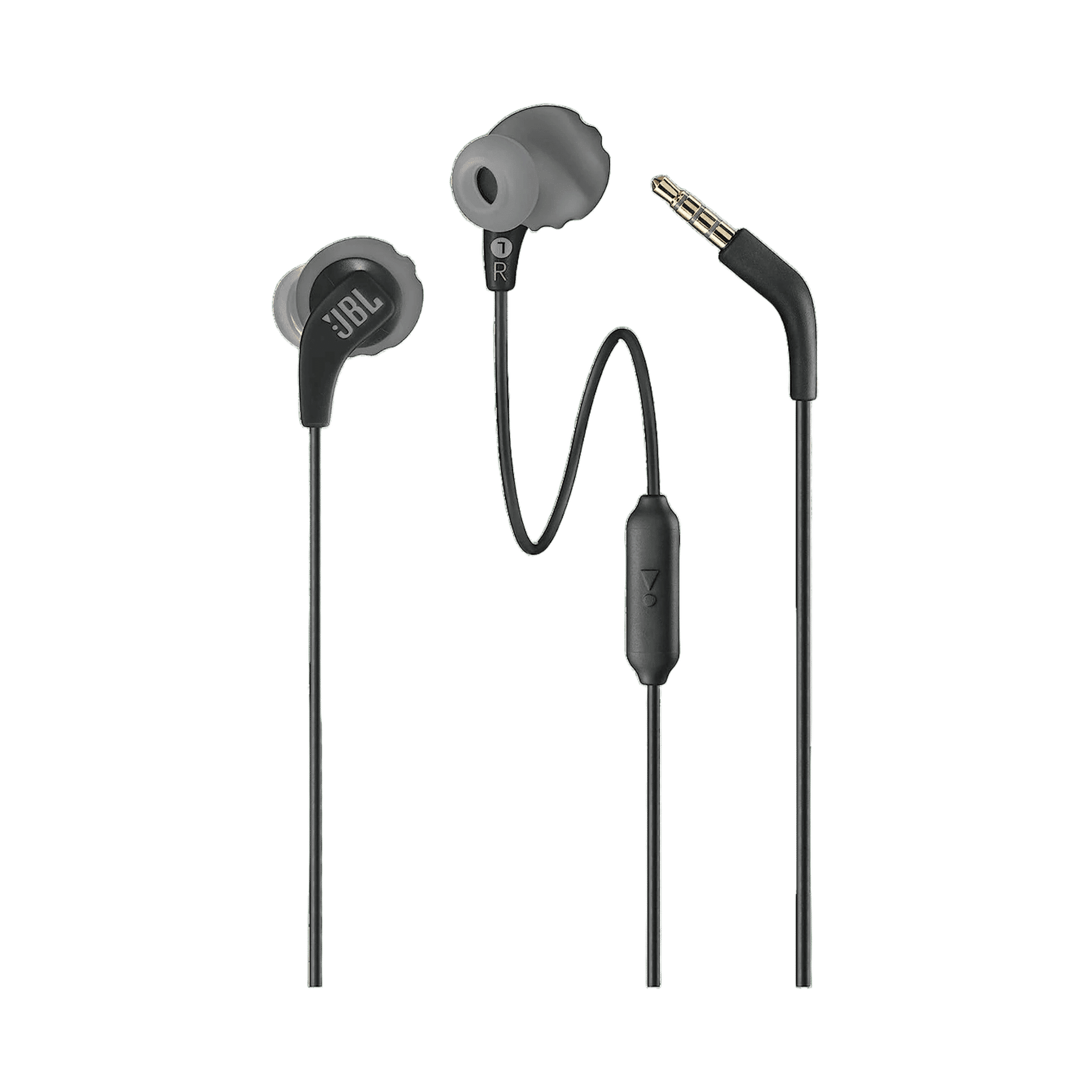 JBL Endurance Run 2 Wired Earphones with Mic, IPX5, Black - Image 1