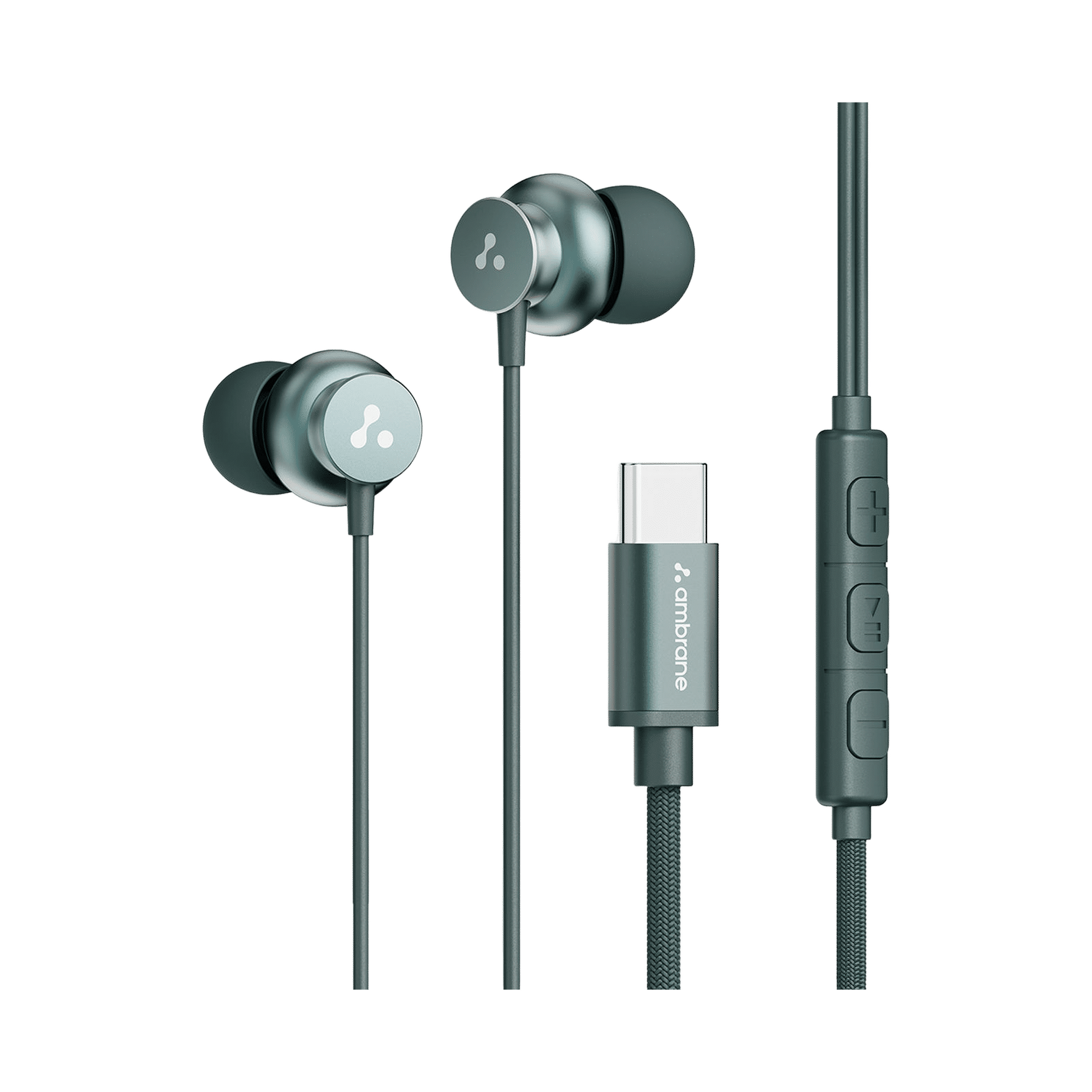 Ambrane Stringz 38C Type C Wired Earphones, 1.2M, 10mm, Green - Image 1