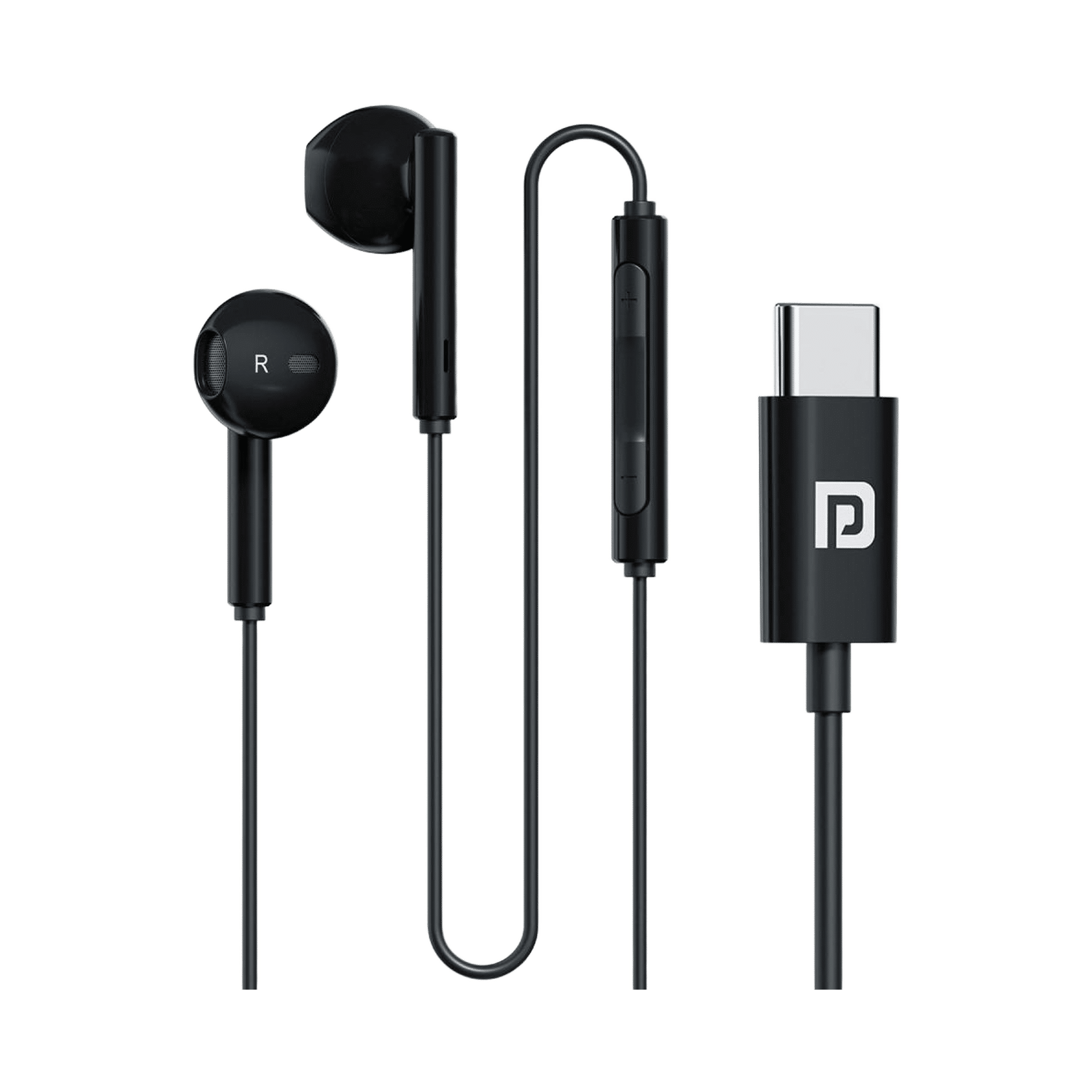 Portronics Conch Theta C Type C Wired Earphone - Black