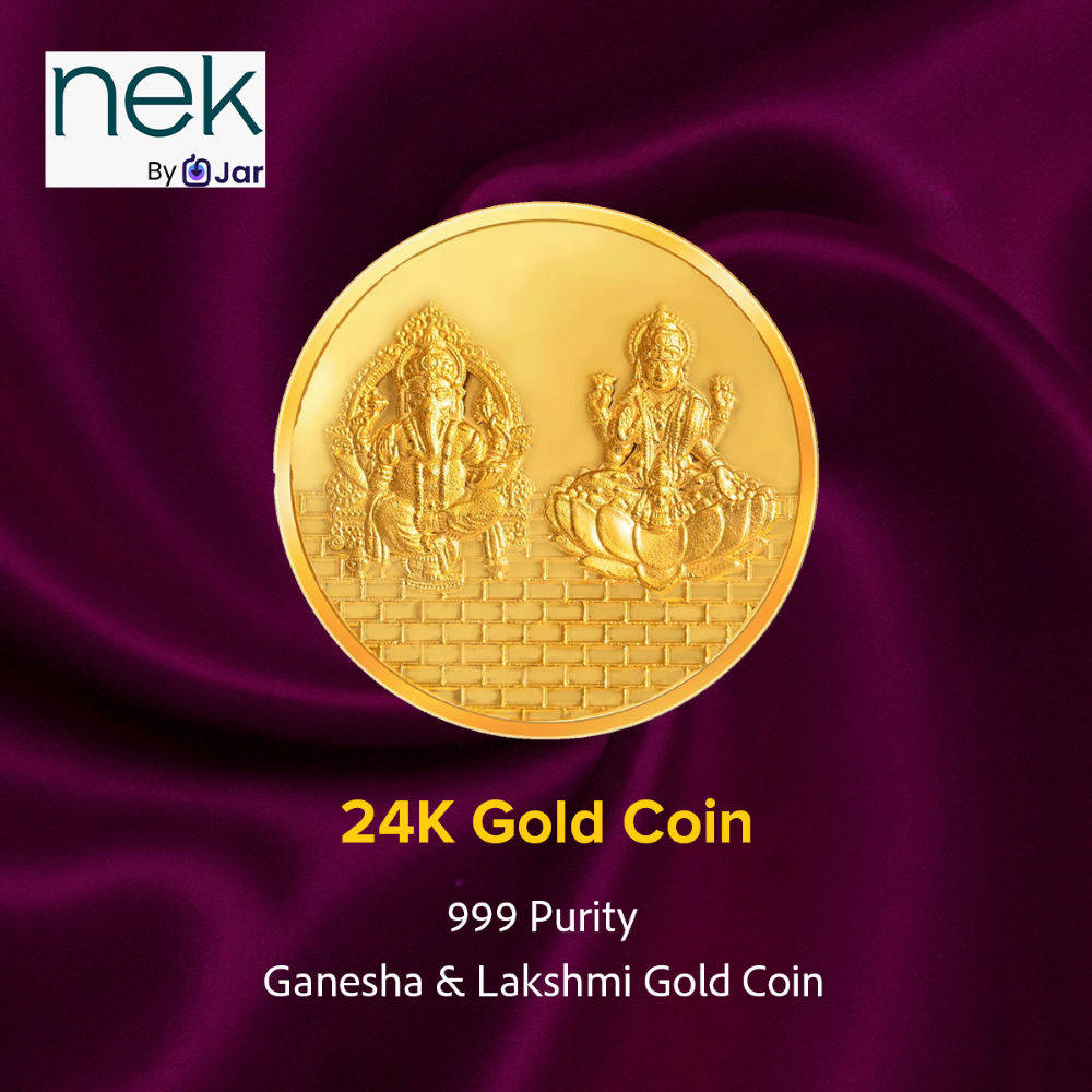 Buy Nek by Jar 24KT 0.5gm 999 Purity Ganesha and Lakshmi Gold Coin