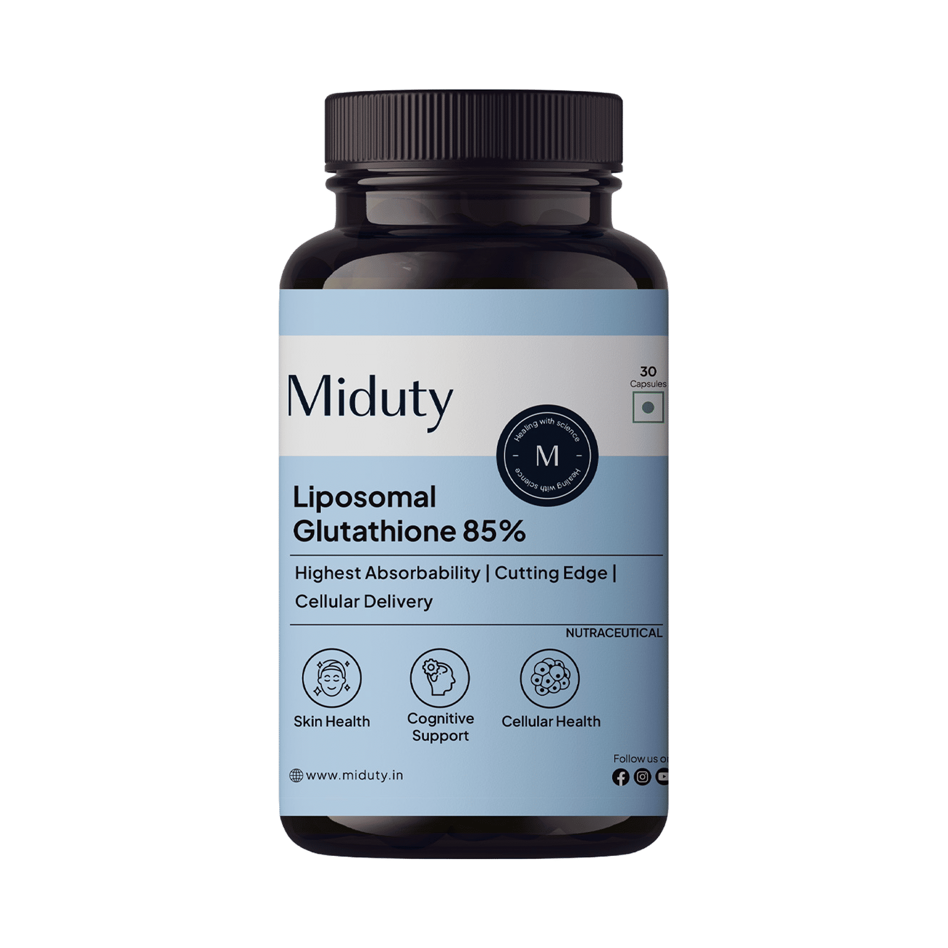 Buy Miduty Liposomal Glutathione 85% - 650mg, Advanced Nano-Liposomal  Formula with Lipoglo 8X Absorption - TEM Verified Online () At Best Price