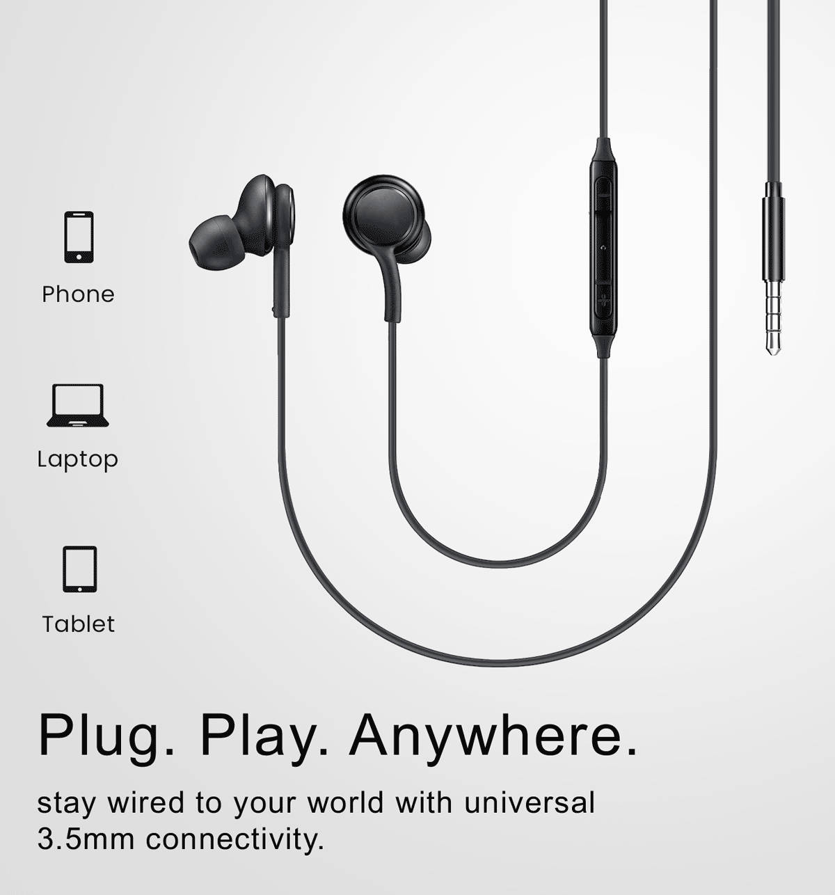 Hammer 3.5mm Wired Earphones with Mic, Black - Image 2