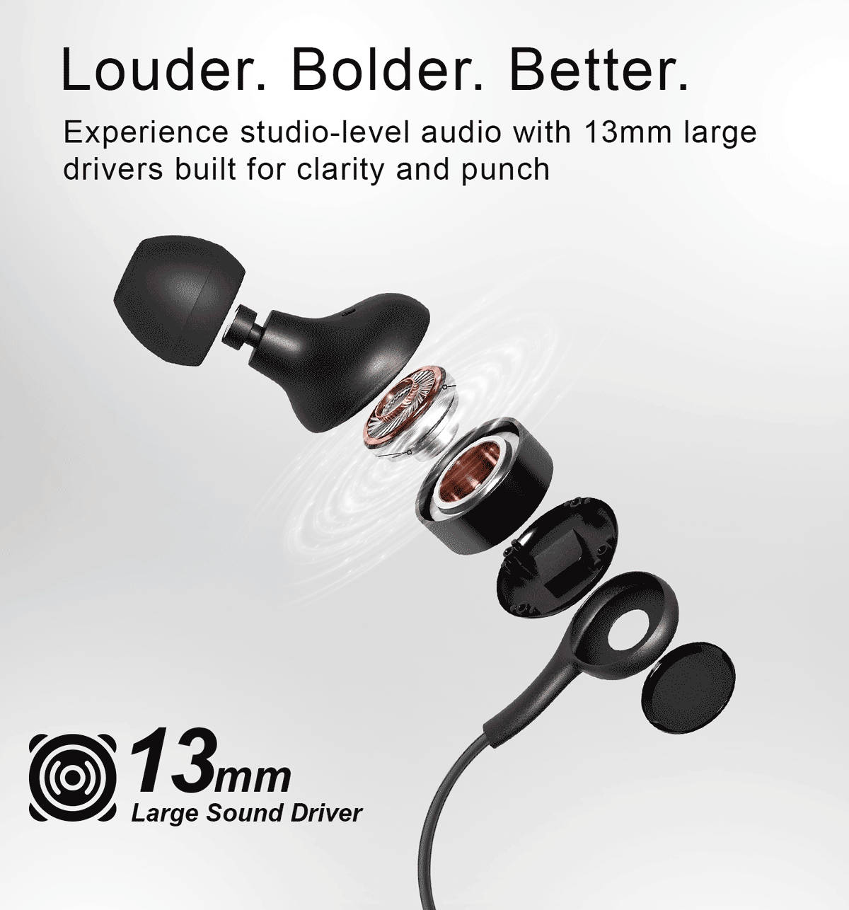Hammer 3.5mm Wired Earphones with Mic, Black - Image 5
