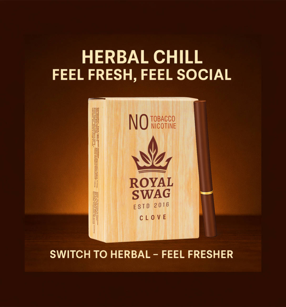 royal swag clove cigarettes Herbal Cigarette Clove, Frutta Flavoured NO Nicotine NO Tobacco With 100ML Shot Smoking Cessations Price in India ROYAL SWAG Ayurvedic & Herbal