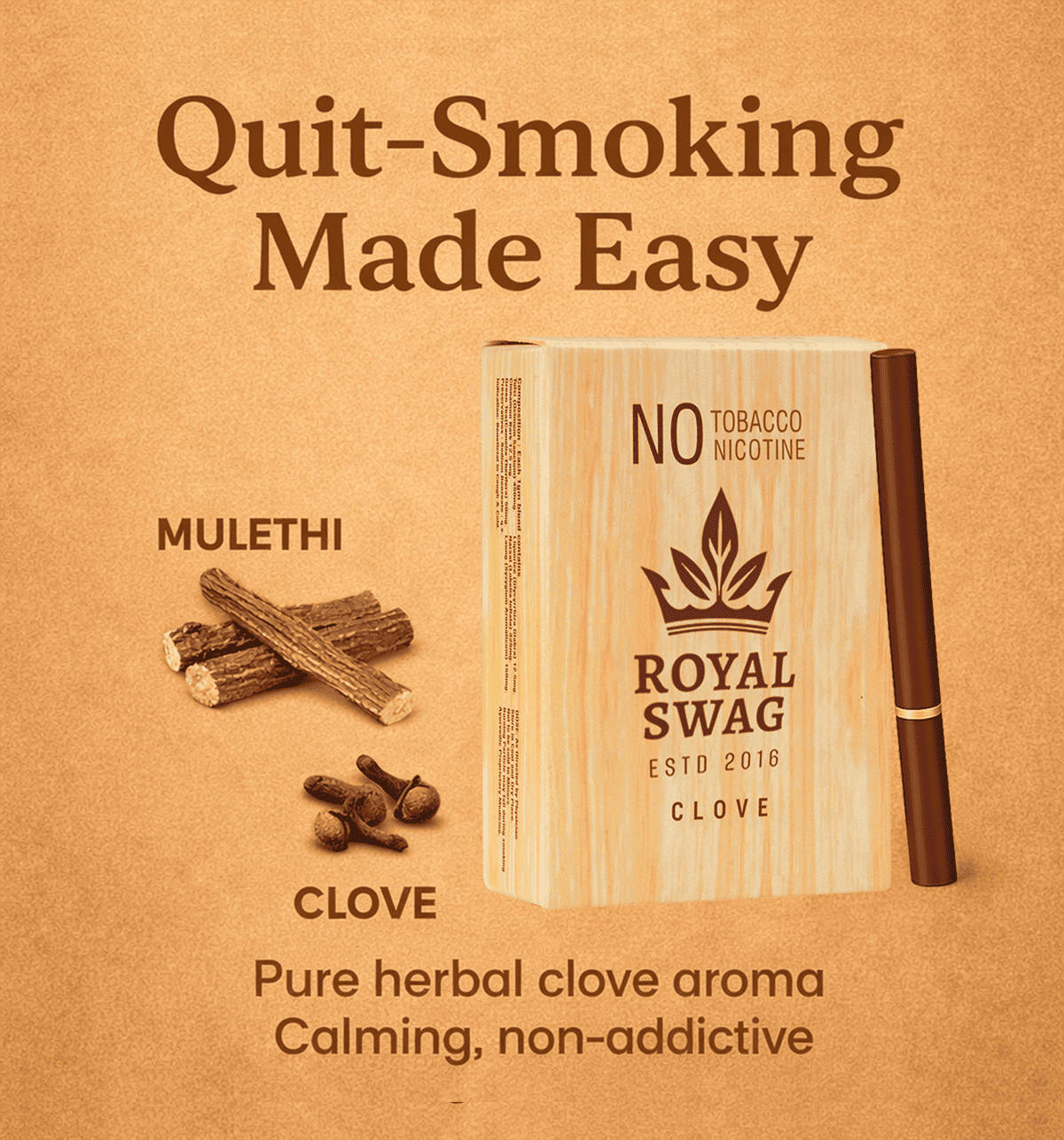 royal swag cigarettes Ayurvedic Herbal 100% Tobacco Free & Nicotine Free Clove 50 Sticks Pack of 5 (1 Box = 10 Sticks) : Health & Household Buy Royal Swag Clove Cigarettes