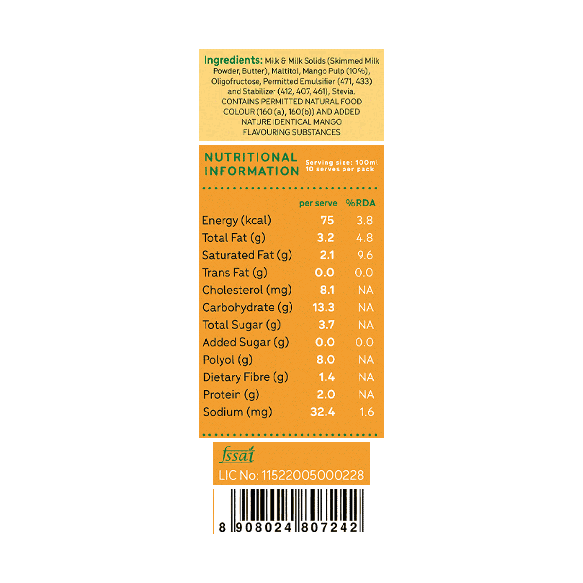 Go Zero Alphonso Mango Guilt Free Ice Cream Tub 1L - Image 6