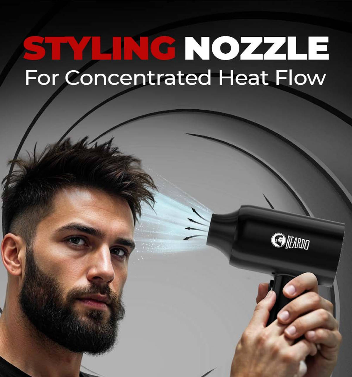 Beardo Styling Gun 1600W Hair Dryer Black - Image 9