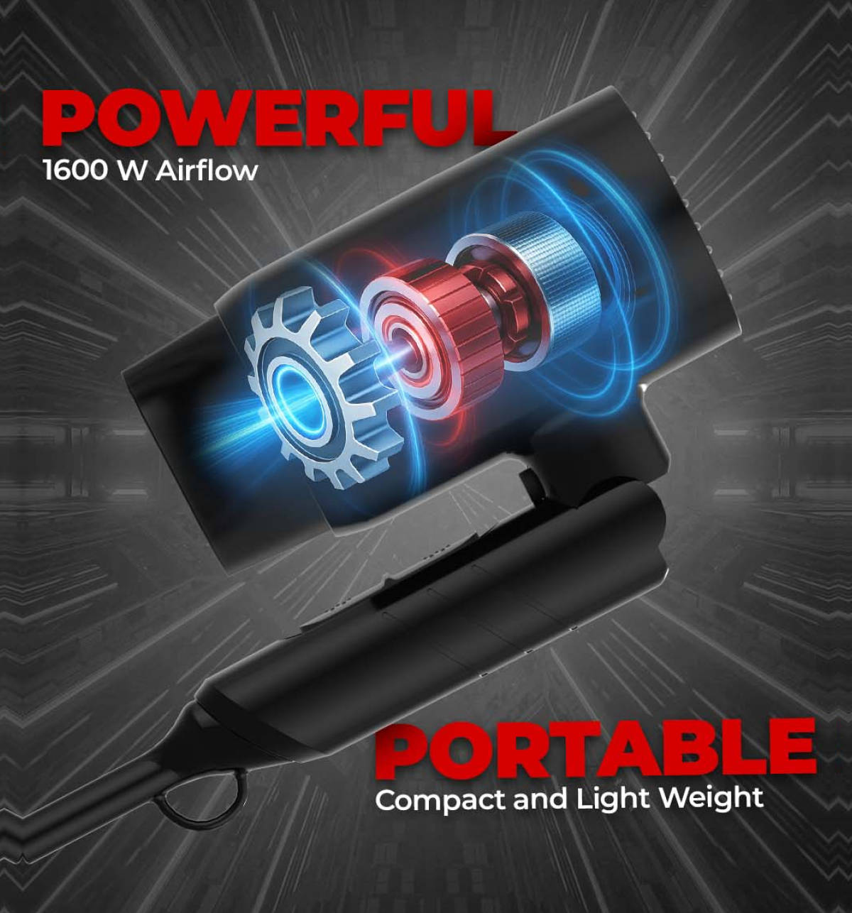 Beardo Styling Gun 1600W Hair Dryer Black - Image 6