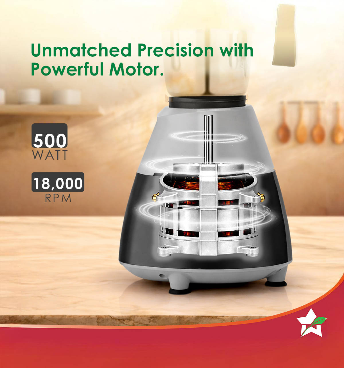 Wonderchef Vista Plus Mixer Grinder (500W, 3 Jars, Pulse Function, Black & Grey) - Image 8
