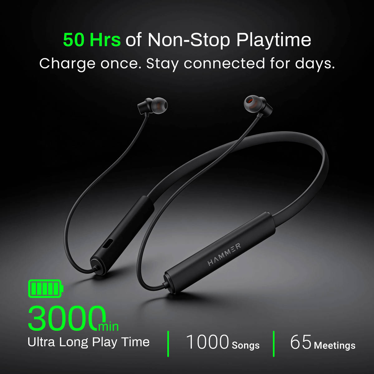 HAMMER Splendor 2 Wireless Neckband In-Ear Black - Image 3