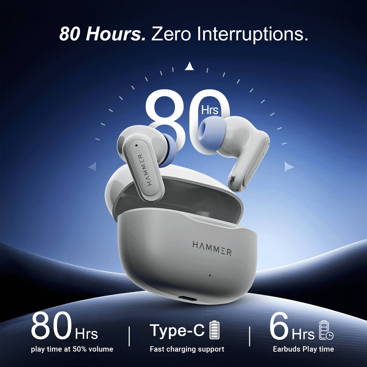 HAMMER Airflow Neo Earbuds 80H Grey - Image 3