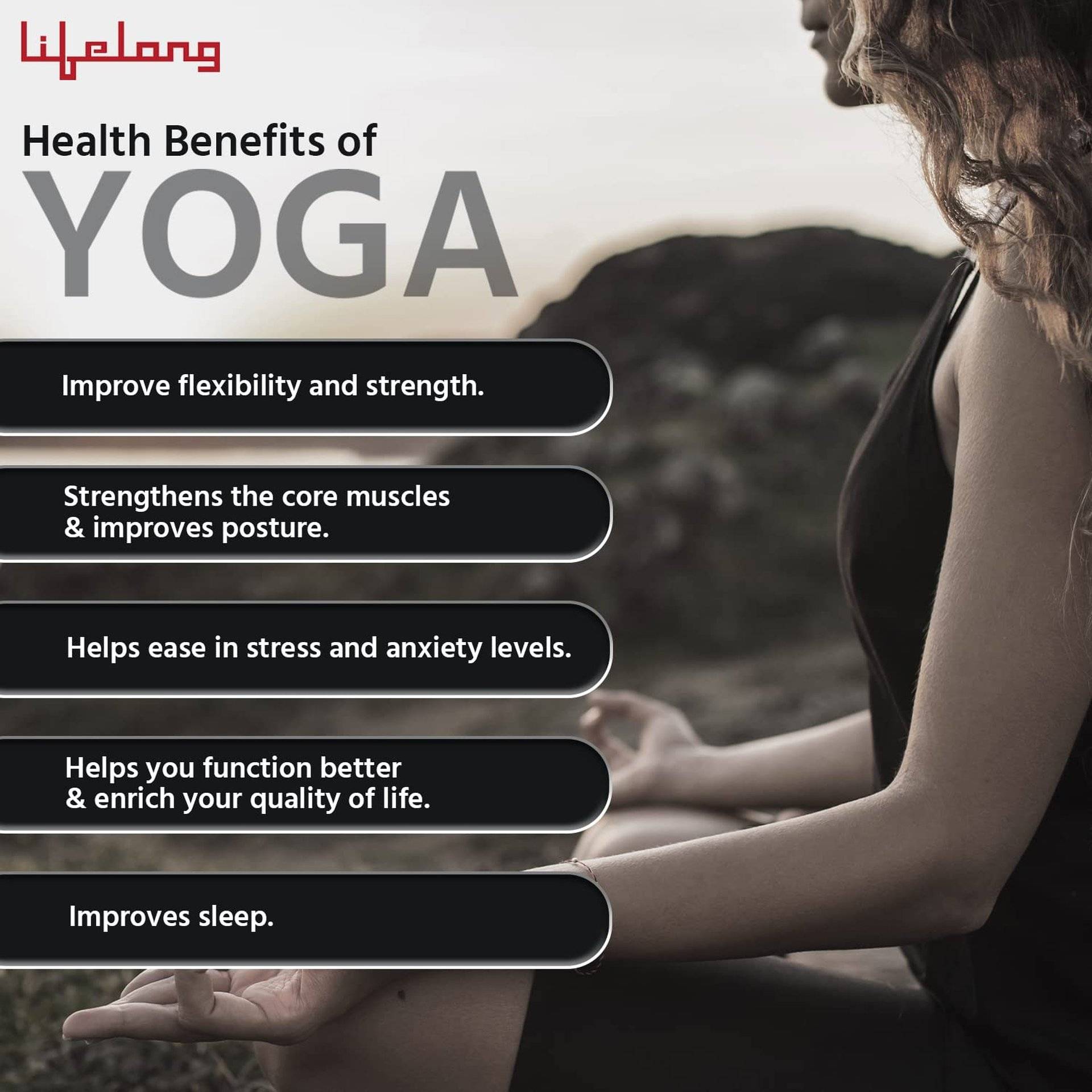 Lifelong EVA Anti-Slip Yoga Mat 10mm Grey - Image 2