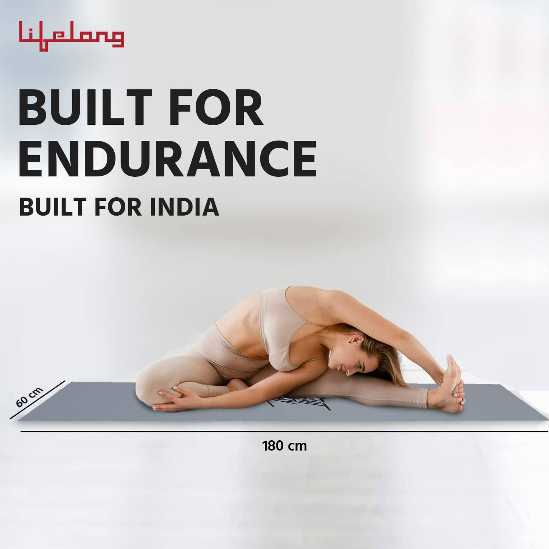 Lifelong EVA Anti-Slip Yoga Mat 10mm Grey - Image 4
