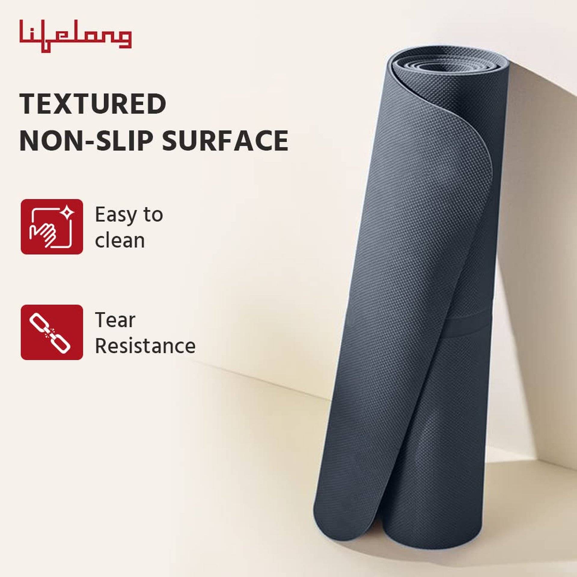 Lifelong EVA Anti-Slip Yoga Mat 10mm Grey - Image 7