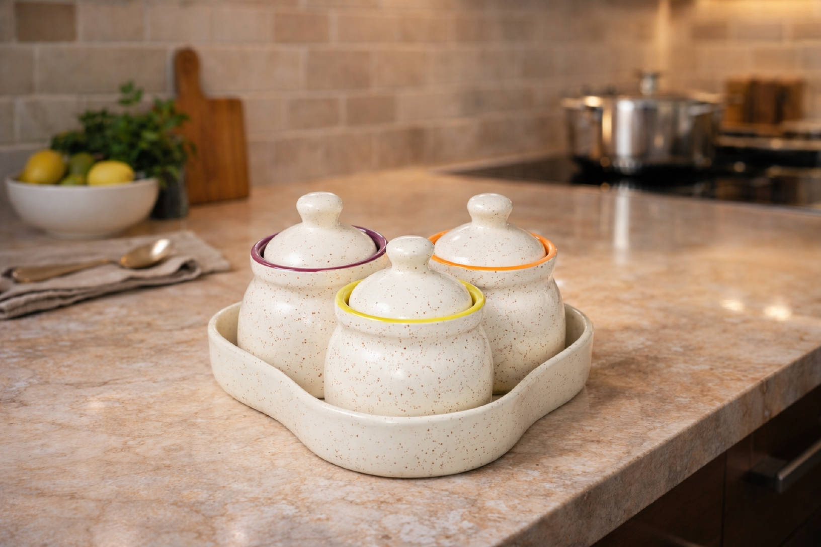 Buy Anwaliya Ceramic Pickle & Chutney Storage Jar Set (170ml
