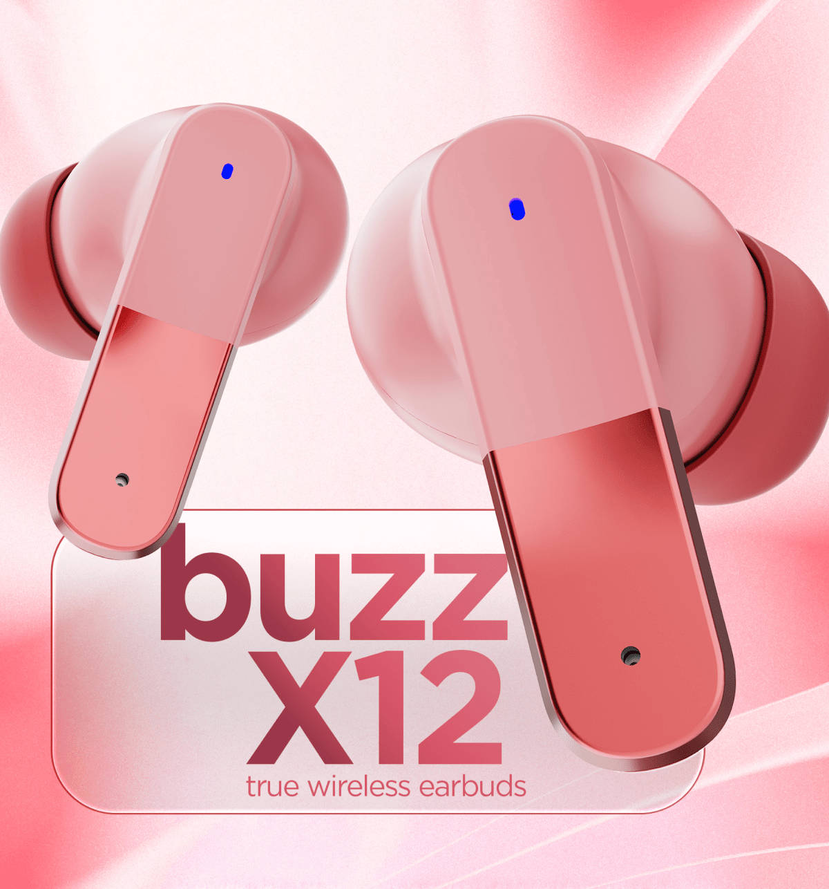 Dubstep Buzz X12 ENC TWS Earbuds Pink Peach 60Hrs - Image 2