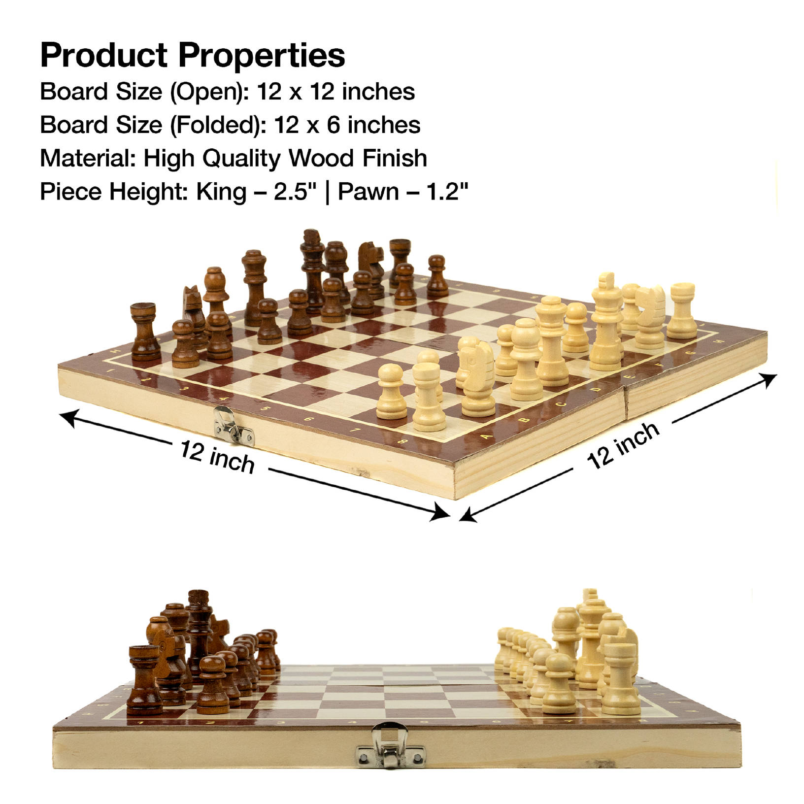 Buy Zike Wooden Folding Chess Set (12x12 inch, 32 Wooden Pieces