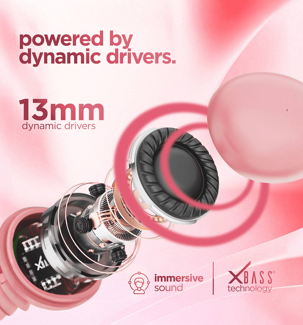 Dubstep Buzz X12 ENC TWS Earbuds Pink Peach 60Hrs - Image 5