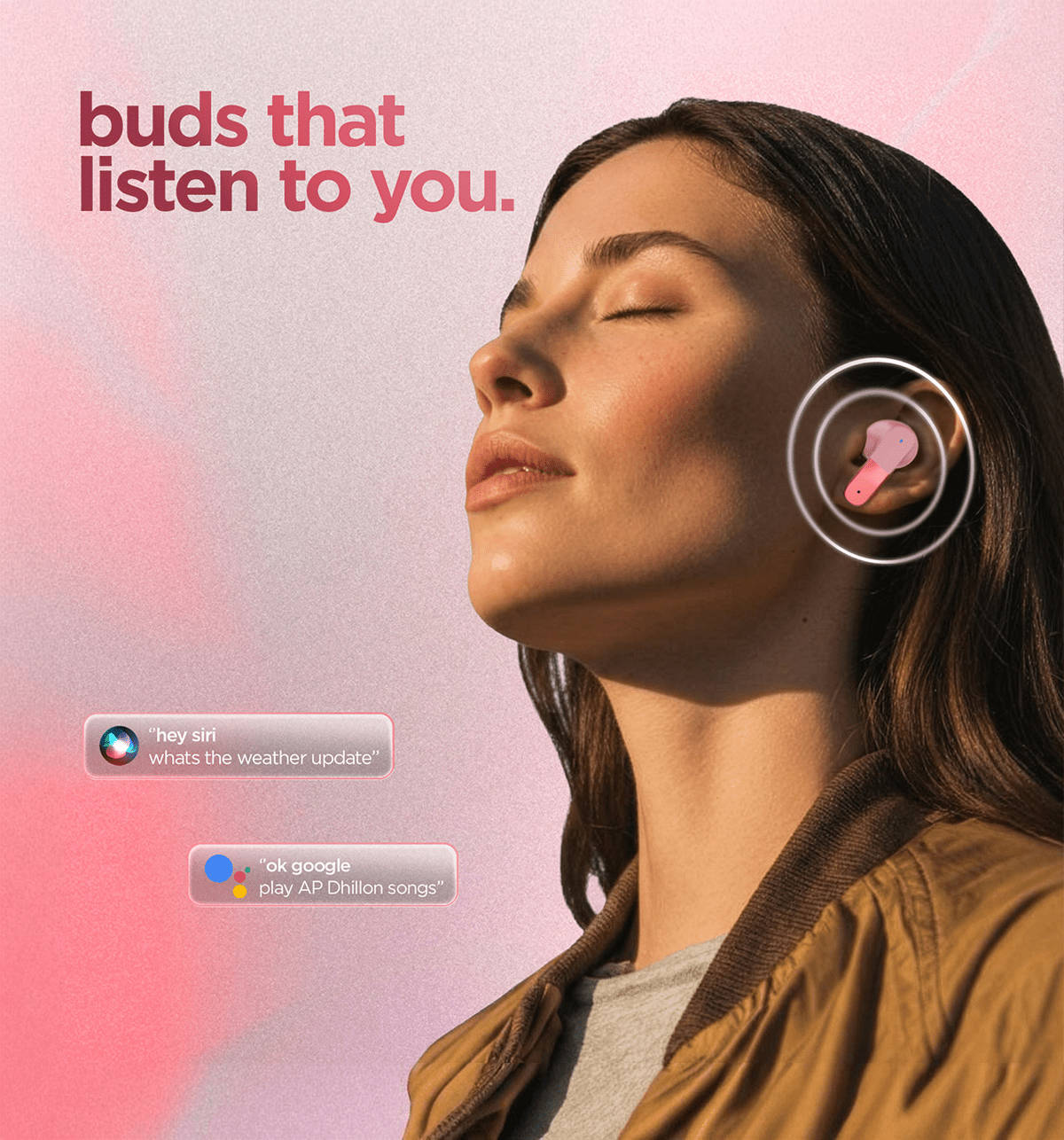 Dubstep Buzz X12 ENC TWS Earbuds Pink Peach 60Hrs - Image 11