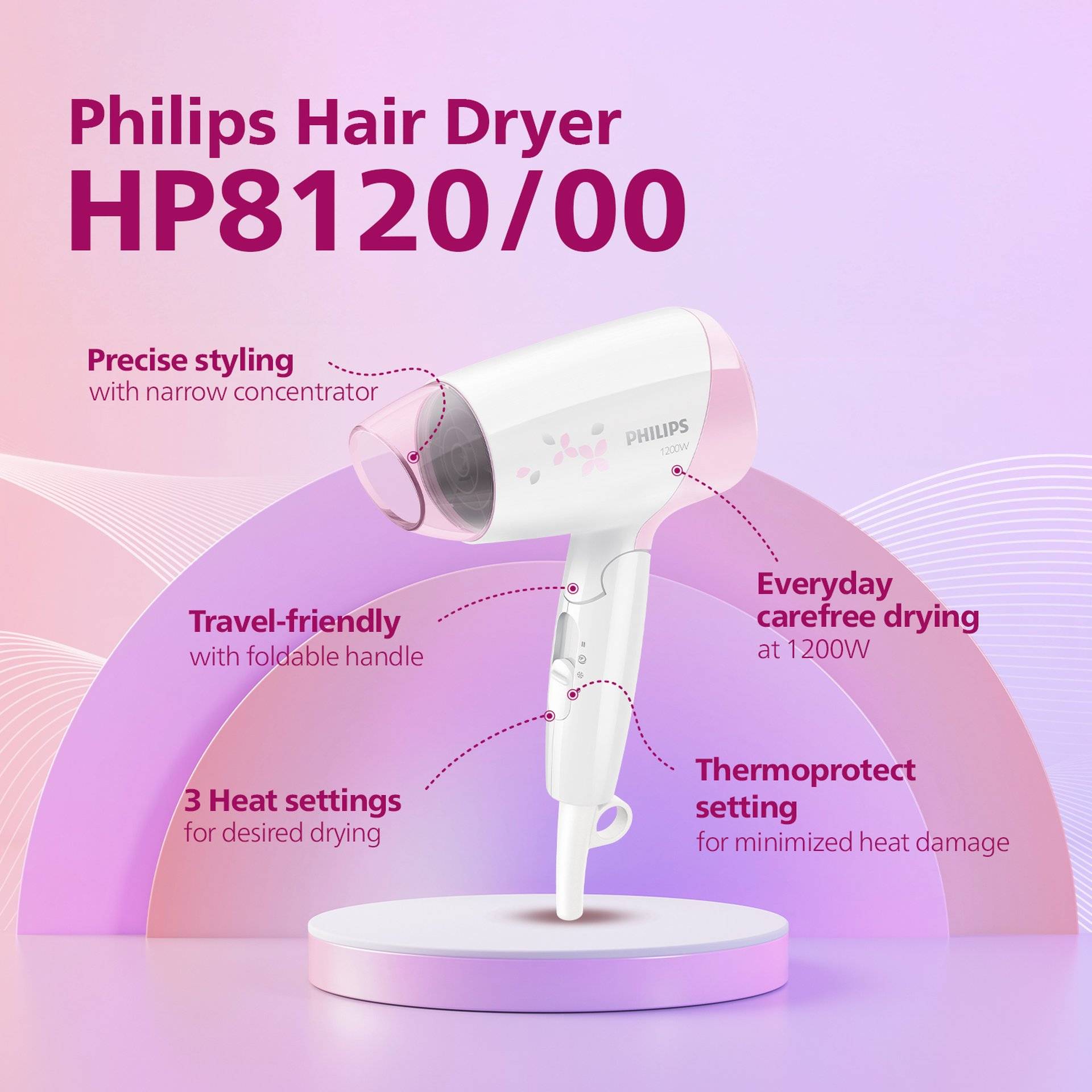 Philips HP8120/00 Thermoprotect Hair Dryer 1200W White - Image 5