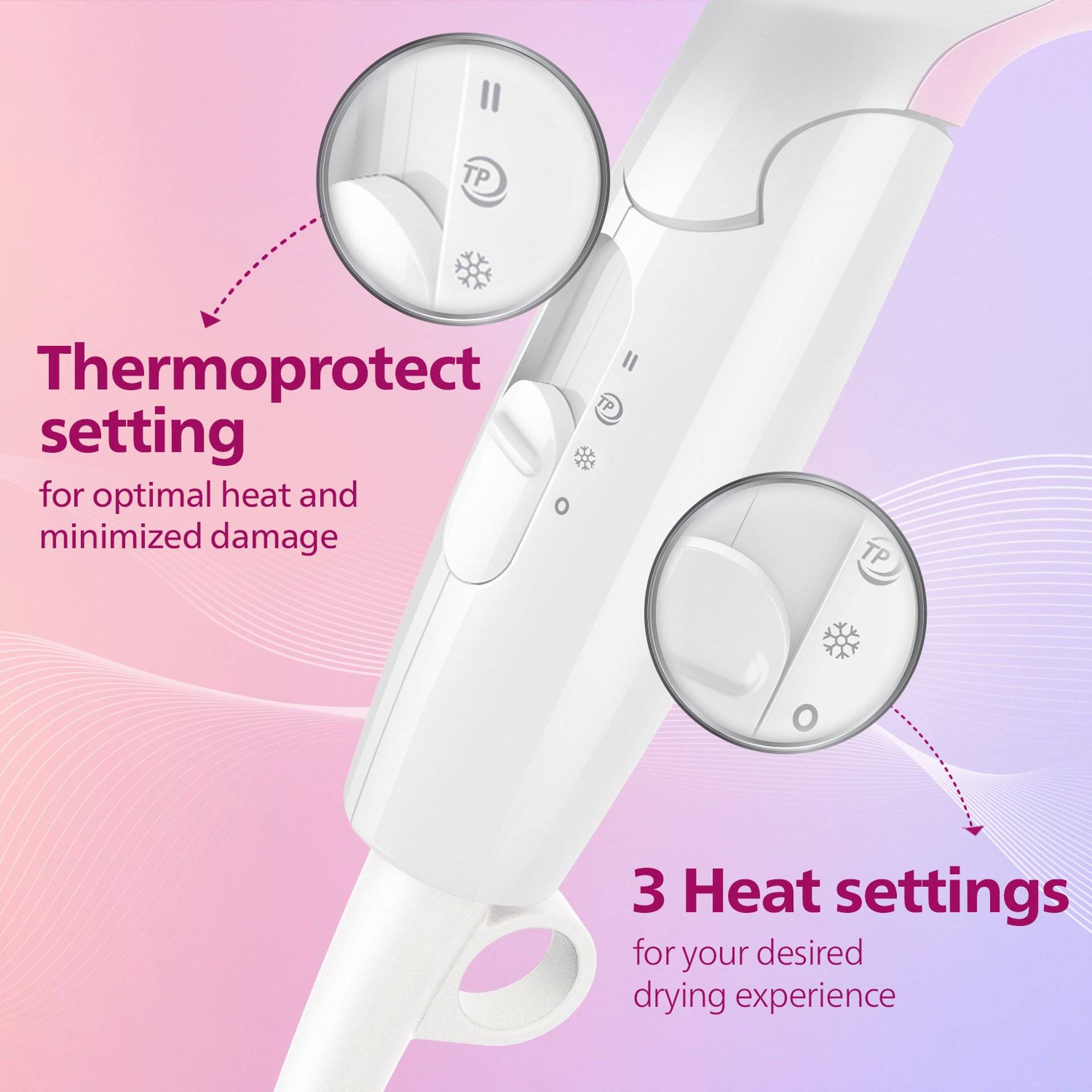Philips HP8120/00 Thermoprotect Hair Dryer 1200W White - Image 3