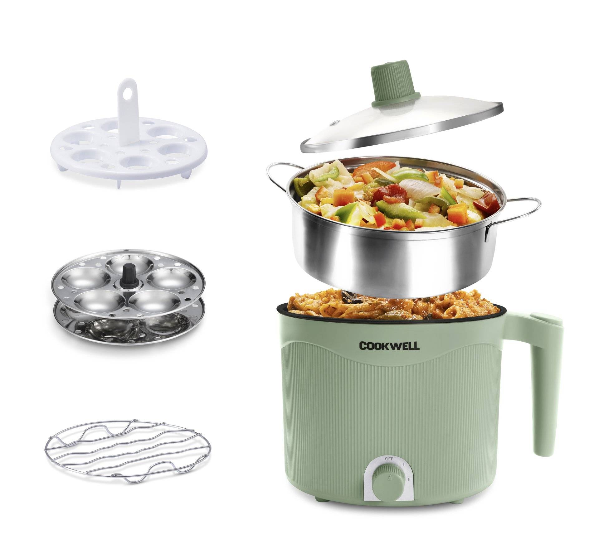 Cookwell Multipurpose Cook Kettle 1.5L Nonstick with Steamer - Image 1