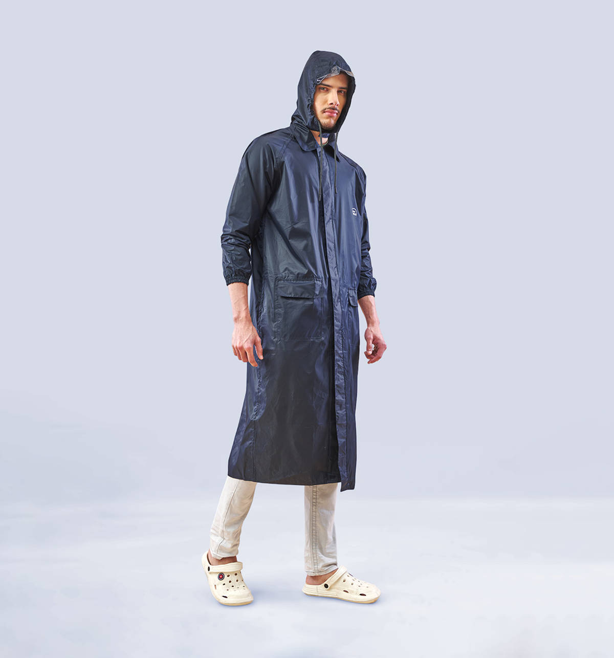 Lux Venus Long Coat Rainwear for Men (L, Navy) - Image 5