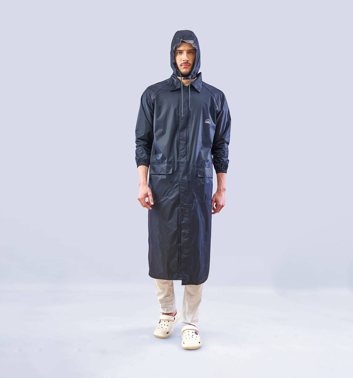 Lux Venus Long Coat Rainwear for Men (L, Navy) - Image 2