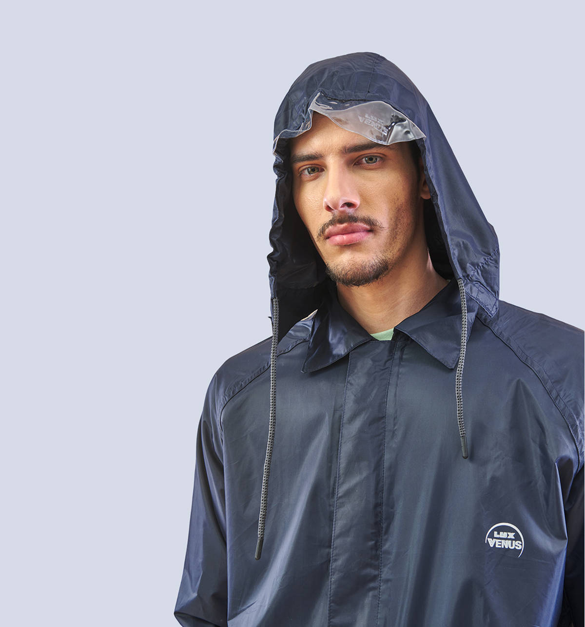 Lux Venus Long Coat Rainwear for Men (L, Navy) - Image 8