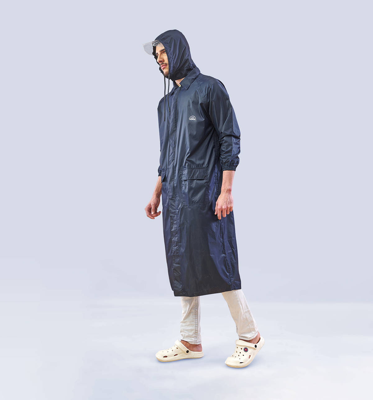 Lux Venus Long Coat Rainwear for Men (L, Navy) - Image 4